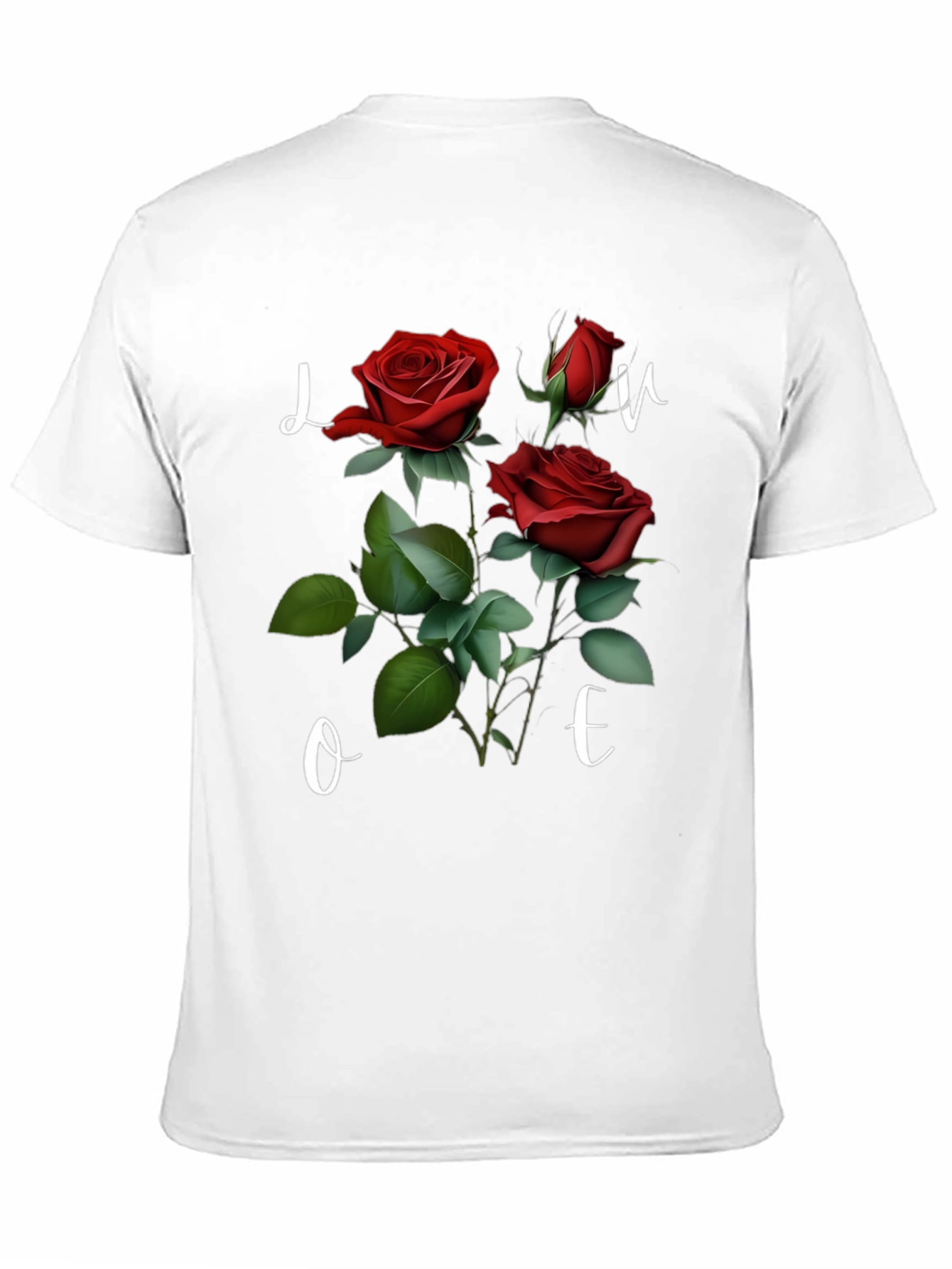 Black Floral Love T-Shirt - Romantic Red Roses view 11