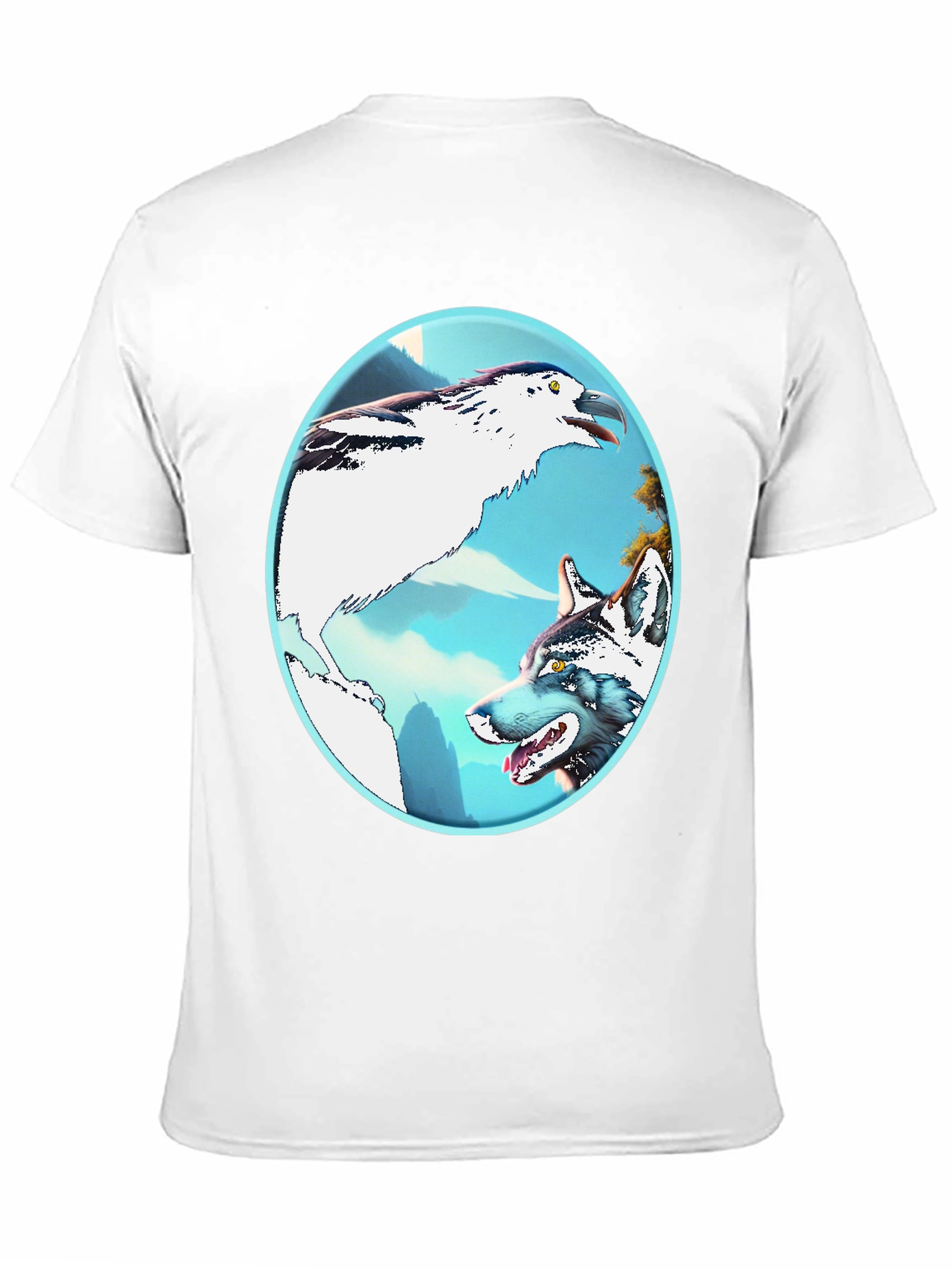 Black Wolf & Bird Graphic Tee view 11