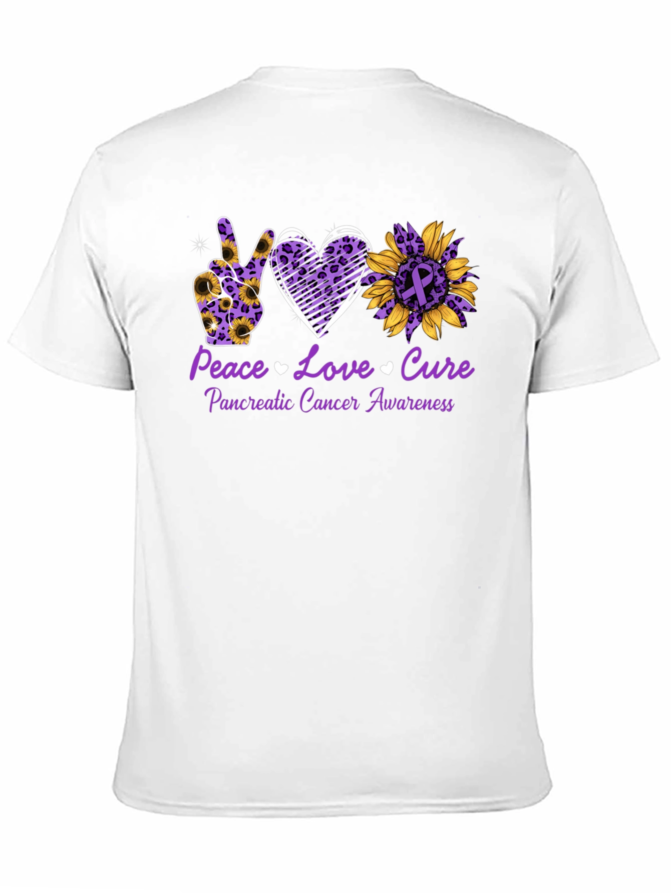 Peace Love Cure Pancreatic Cancer Awareness T-Shirt - 11