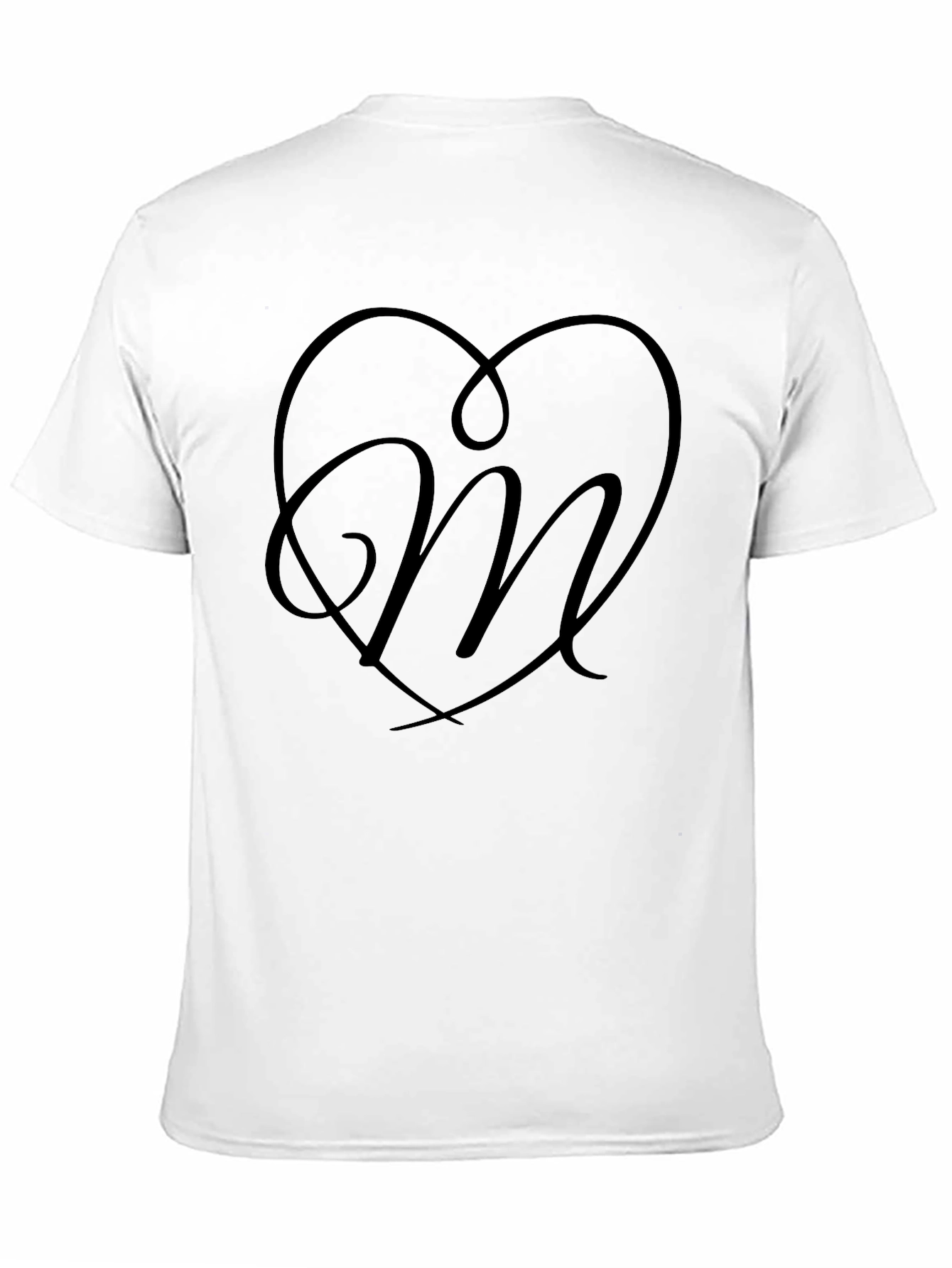 Heart Monogram Letter M Black T-Shirt - 11