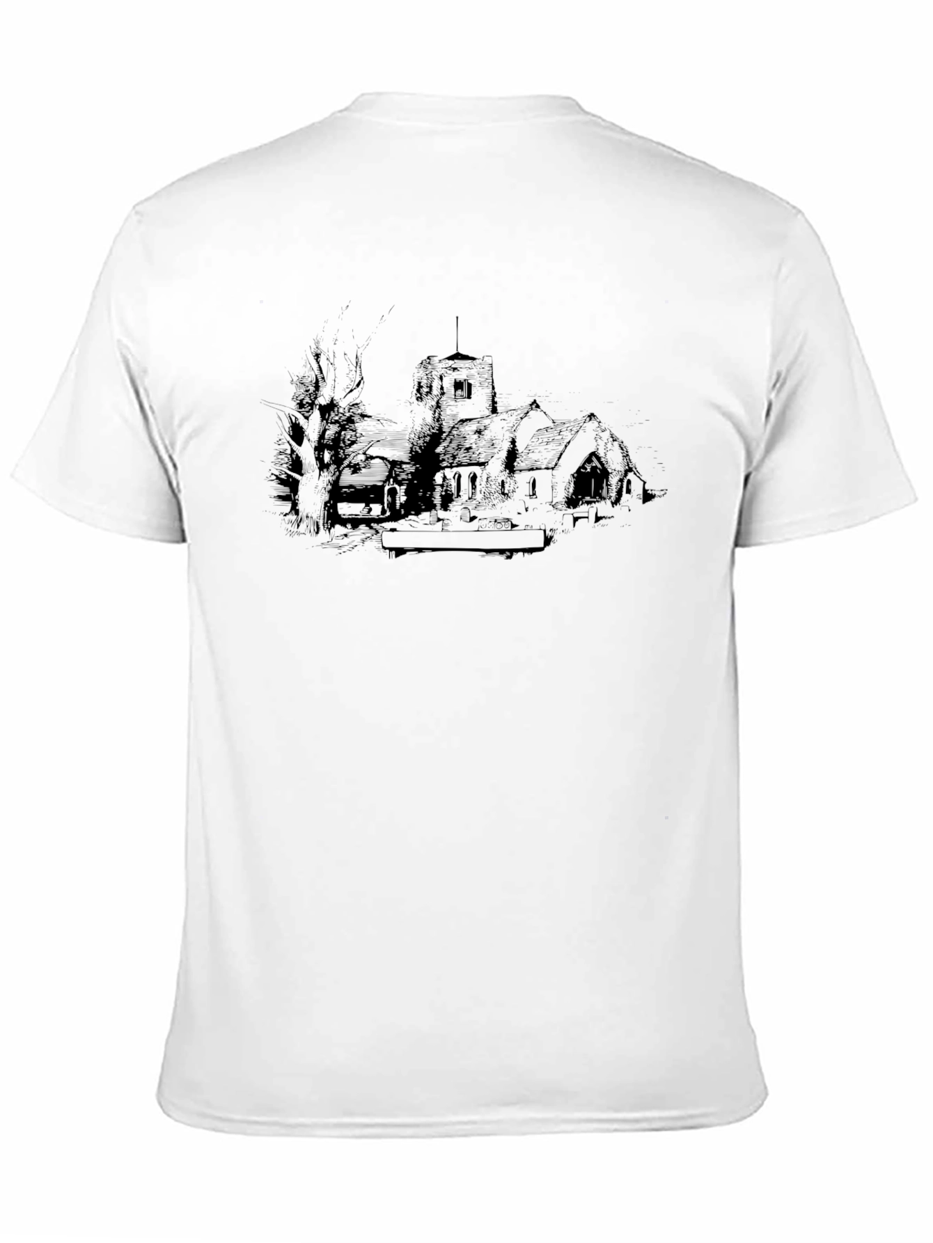 Black Vintage Church Sketch Graphic Tee - Black view 11