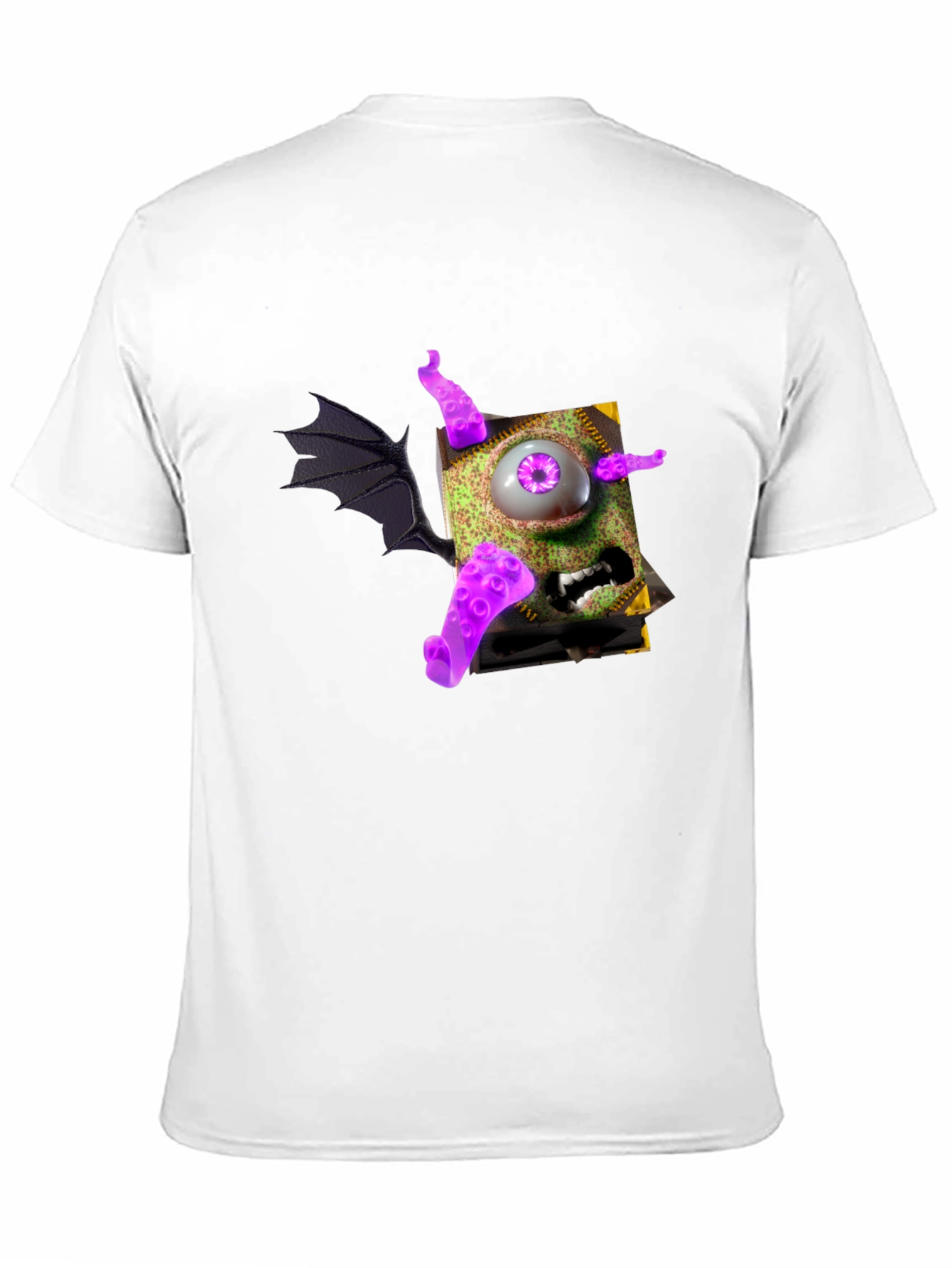 Black Monster Book T-Shirt - Purple Eye Tentacles Wing view 11