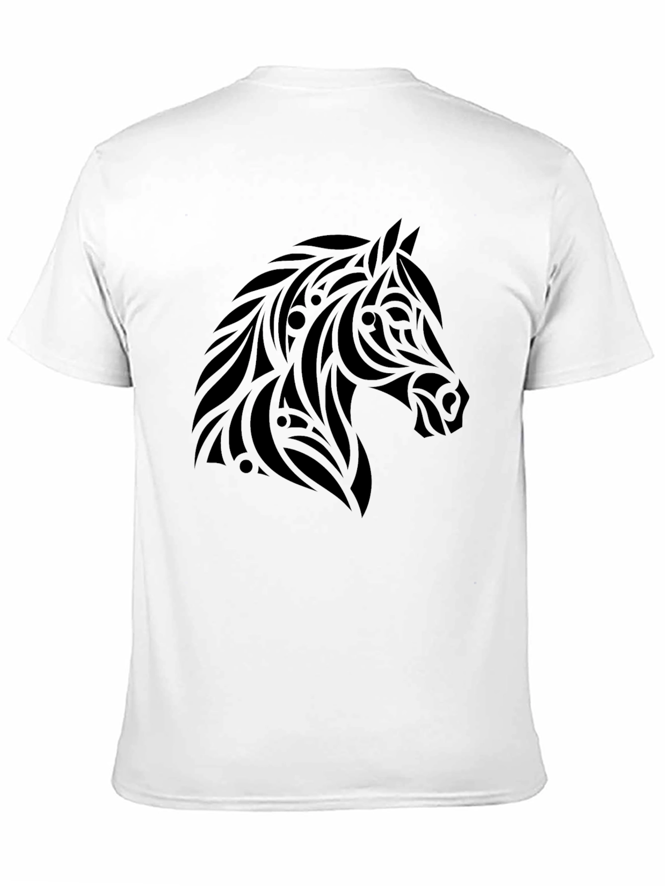 Black Tribal Horse Graphic Tee - Black Cotton Casual view 11