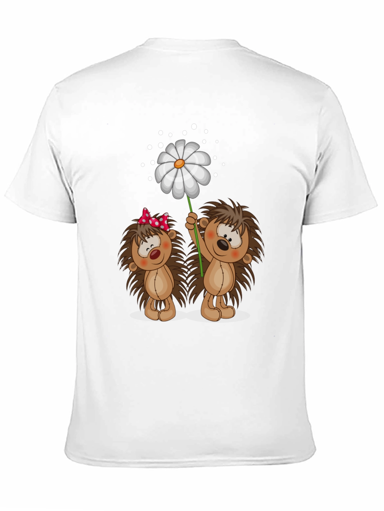 Black Cute Hedgehog & Daisy Graphic Black T-Shirt view 11