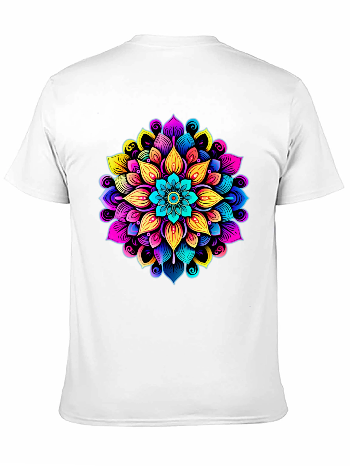 Black Vibrant Mandala Graphic Black T-Shirt view 11