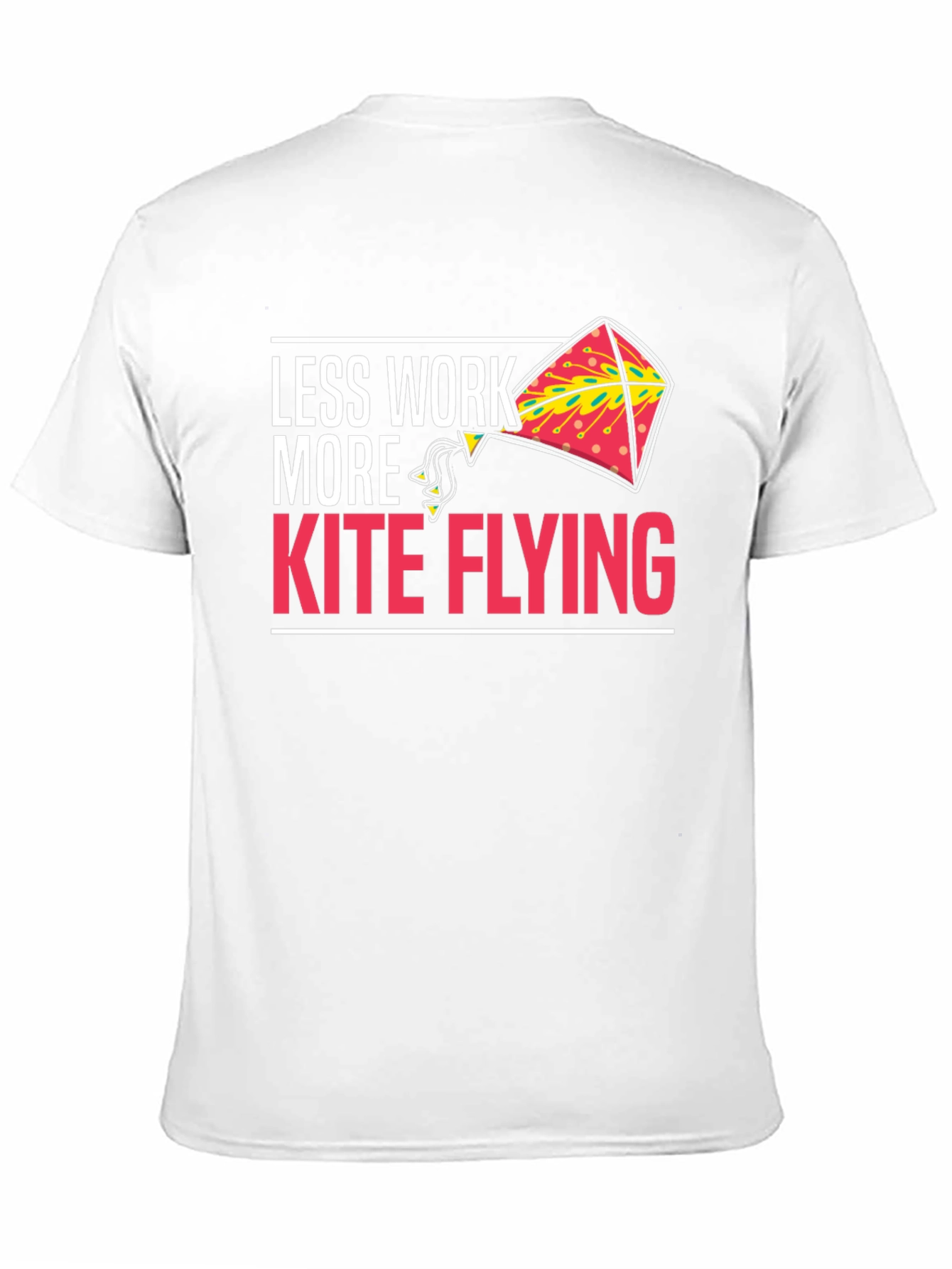 Black Less Work More Kite Flying Black Graphic Tee view 11