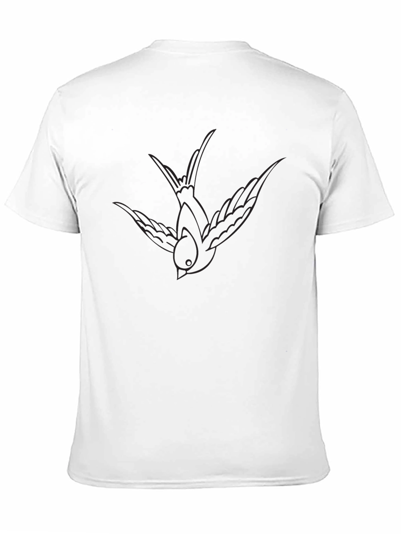 Black Men's Black T-Shirt with Subtle Bird Outline Design view 11