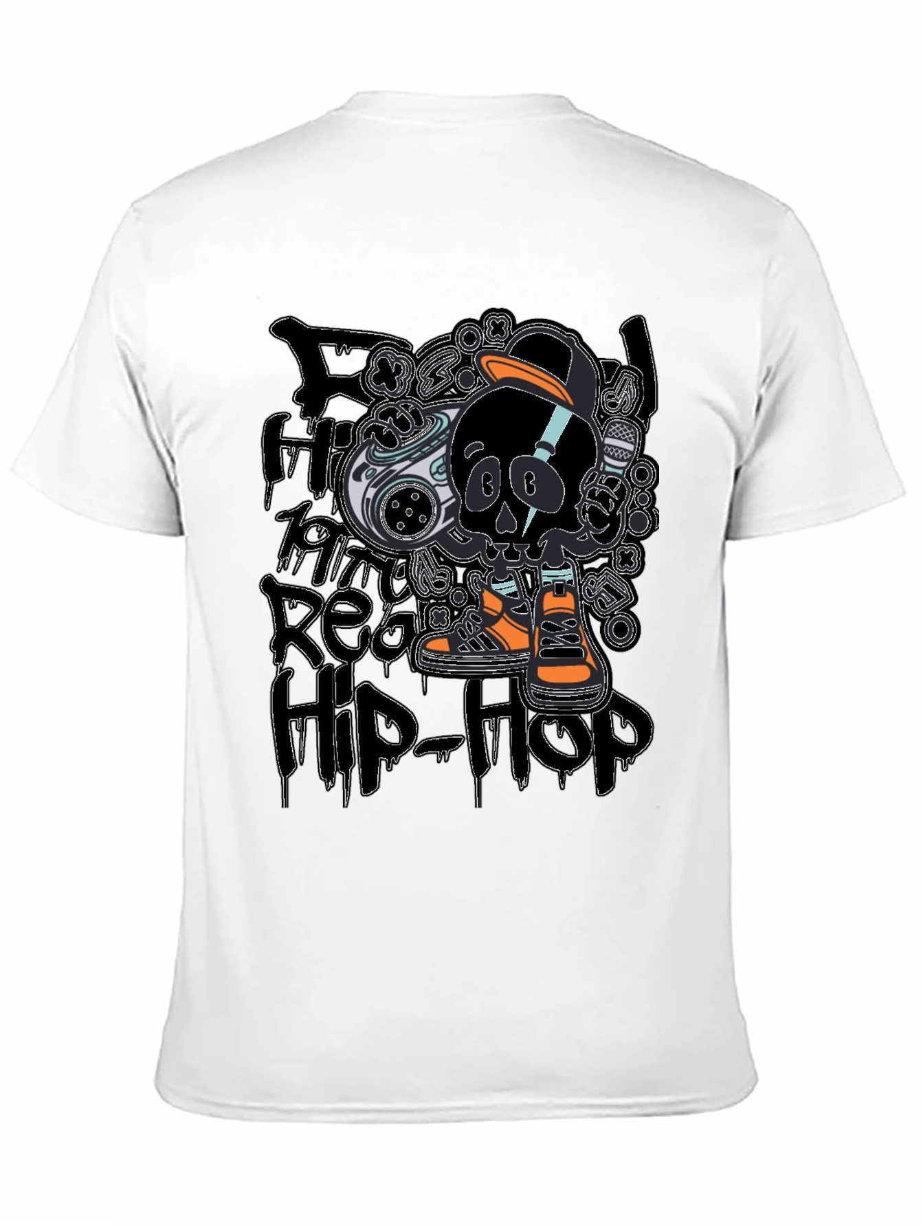 Black Hip-Hop Skull T-Shirt - Black view 11