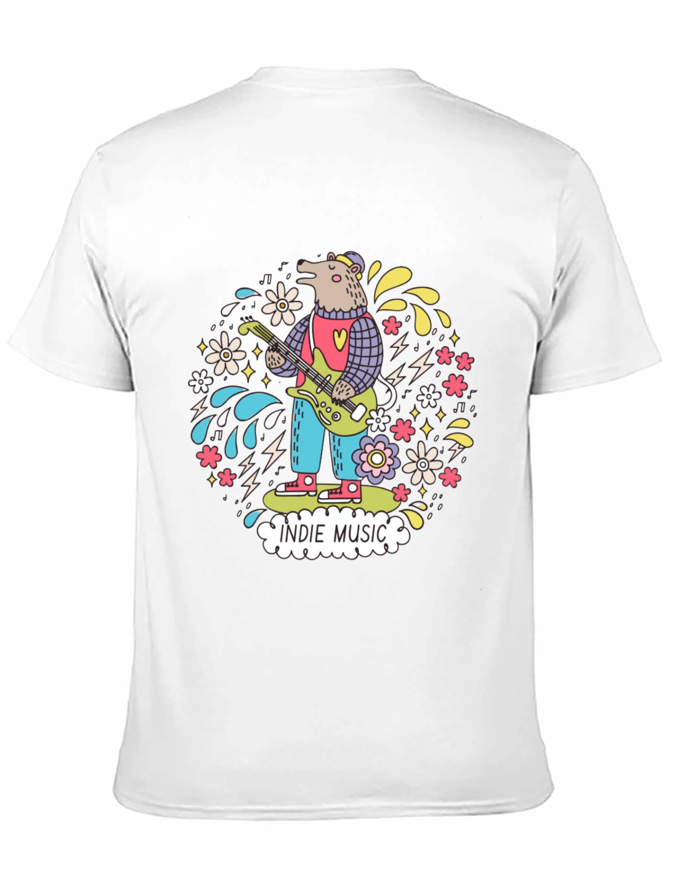 Black Indie Music Bear Graphic T-Shirt view 11