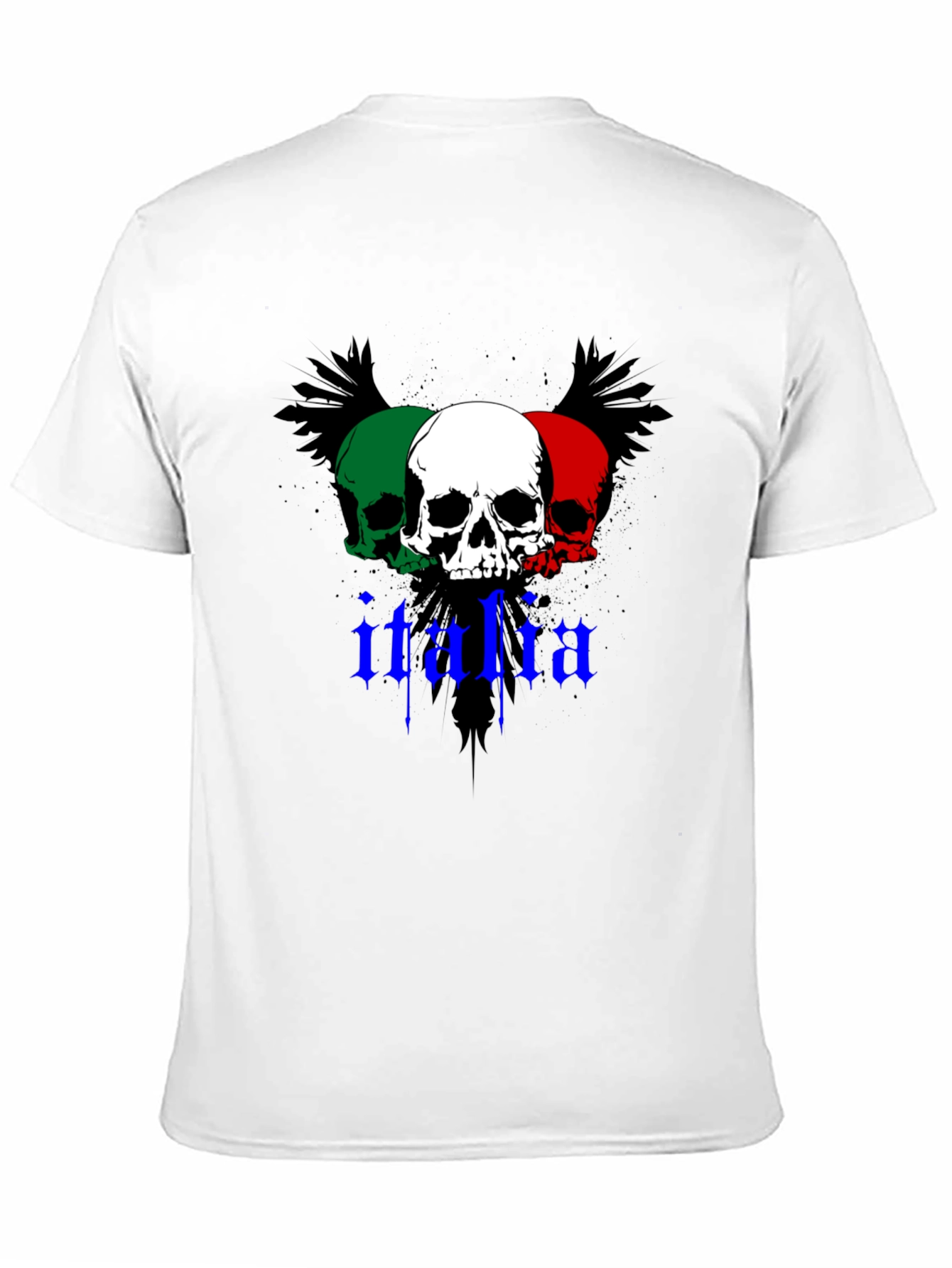Black Italia Skull Graphic Tee - Black Crew Neck T-Shirt view 11
