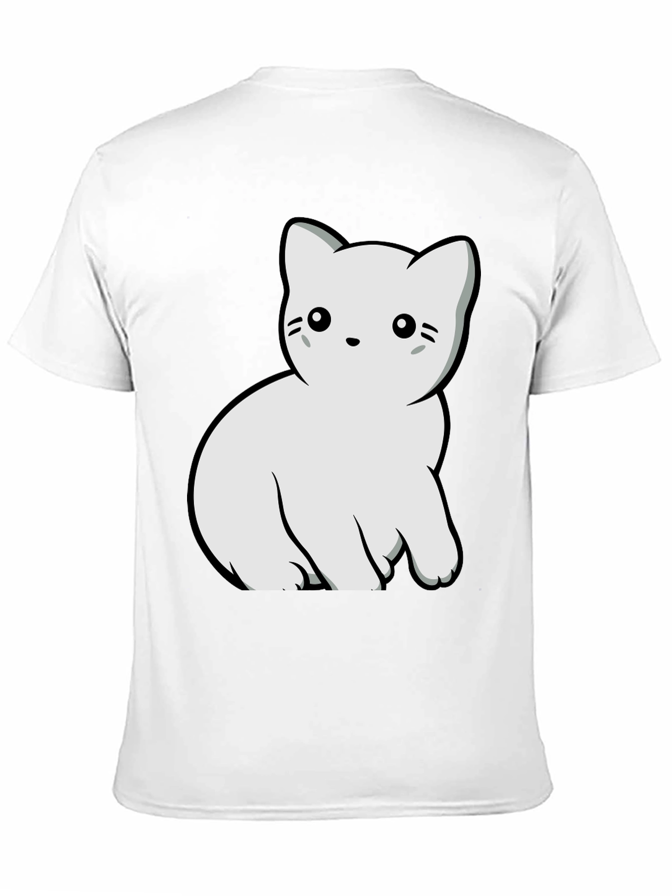 Black Cute Cat Graphic T-Shirt - Black Cotton Blend Tee view 11