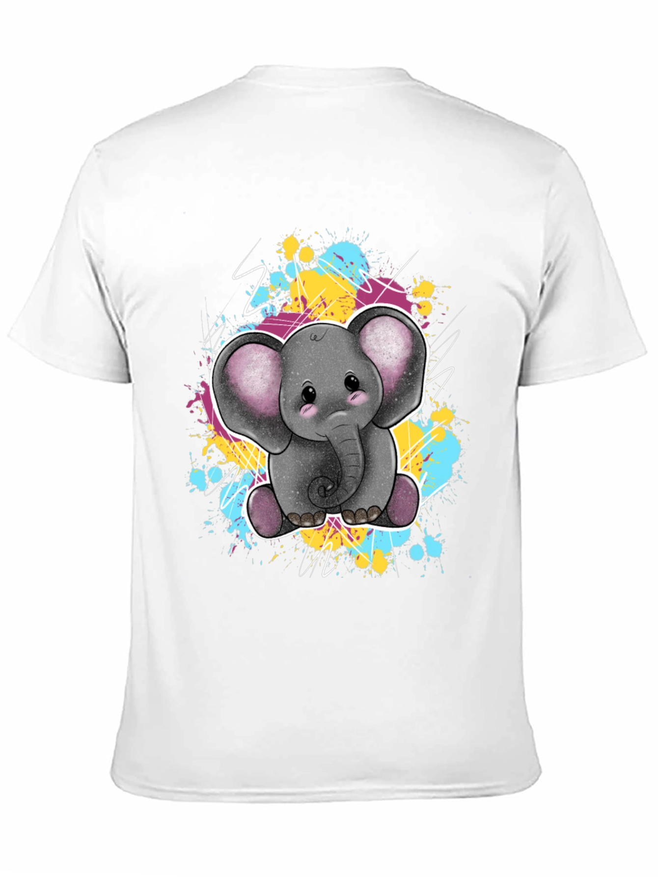 Black Cute Elephant Graphic Tee - Unisex Black T-Shirt view 11