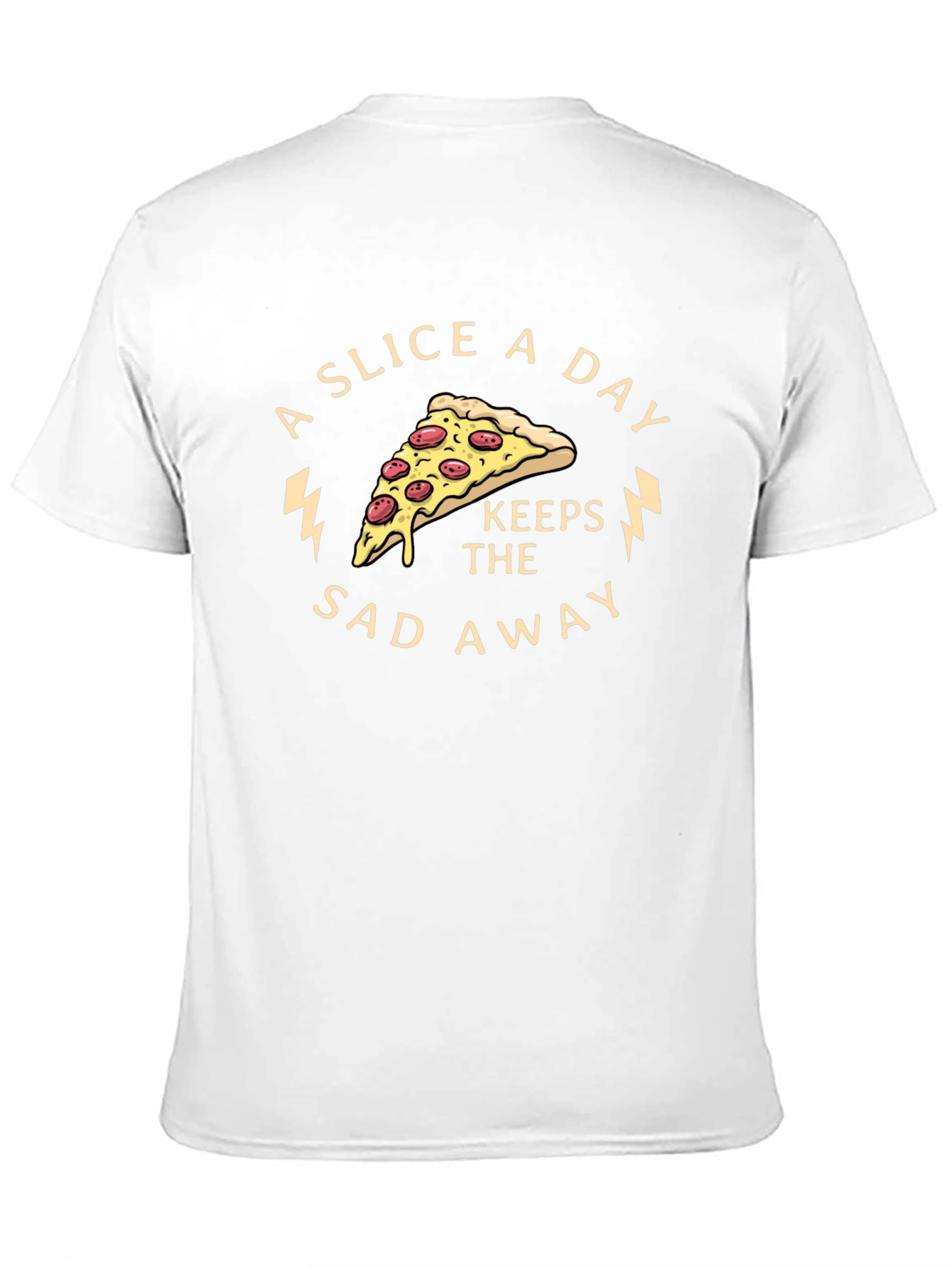 Black Pizza Slice Keeps the Sad Away Graphic Tee view 11