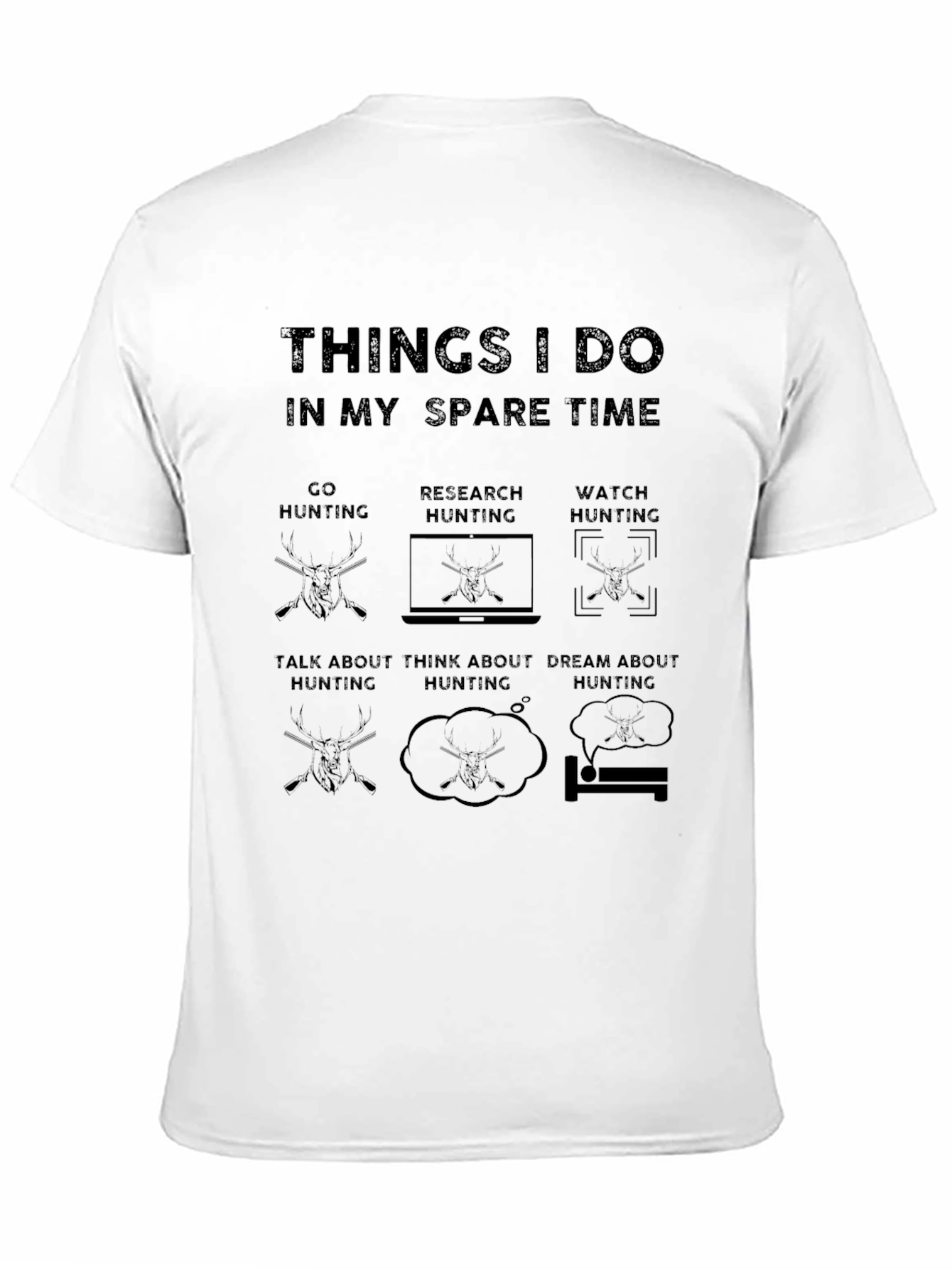 Black Hunting Spare Time Graphic Tee view 11