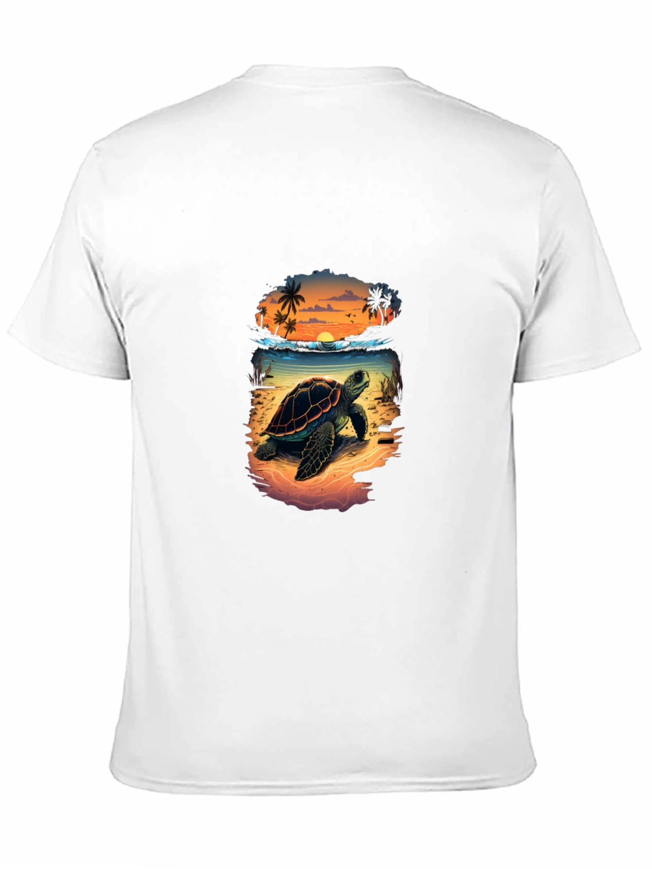 Black Sea Turtle Beach Sunset Graphic T-Shirt view 11