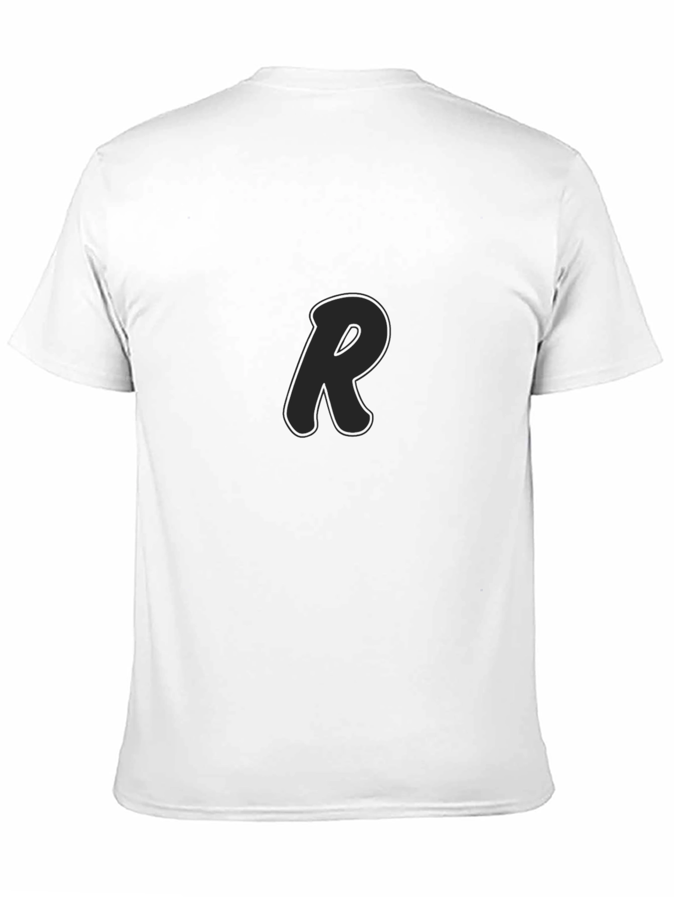 Black Men's Black T-Shirt with Letter R Design view 11