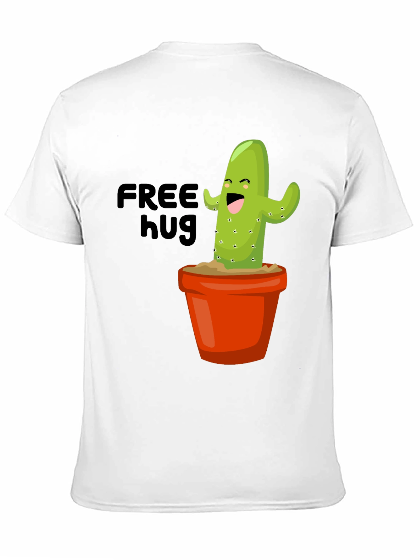 Black Funny Cactus T-Shirt - Free Hugs Graphic Tee view 11