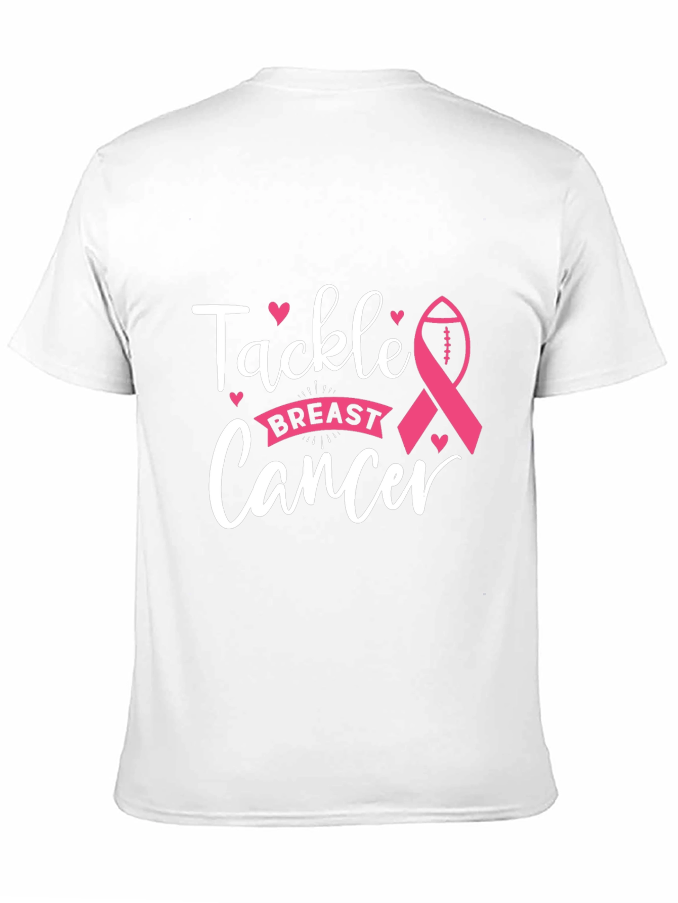 Black Tackle Breast Cancer T-Shirt, Awareness Ribbon Football Tee view 11