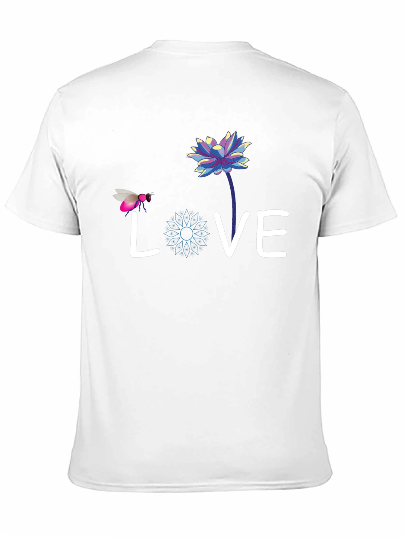 Black Love Bee Lotus Graphic Tee - Black Cotton view 11