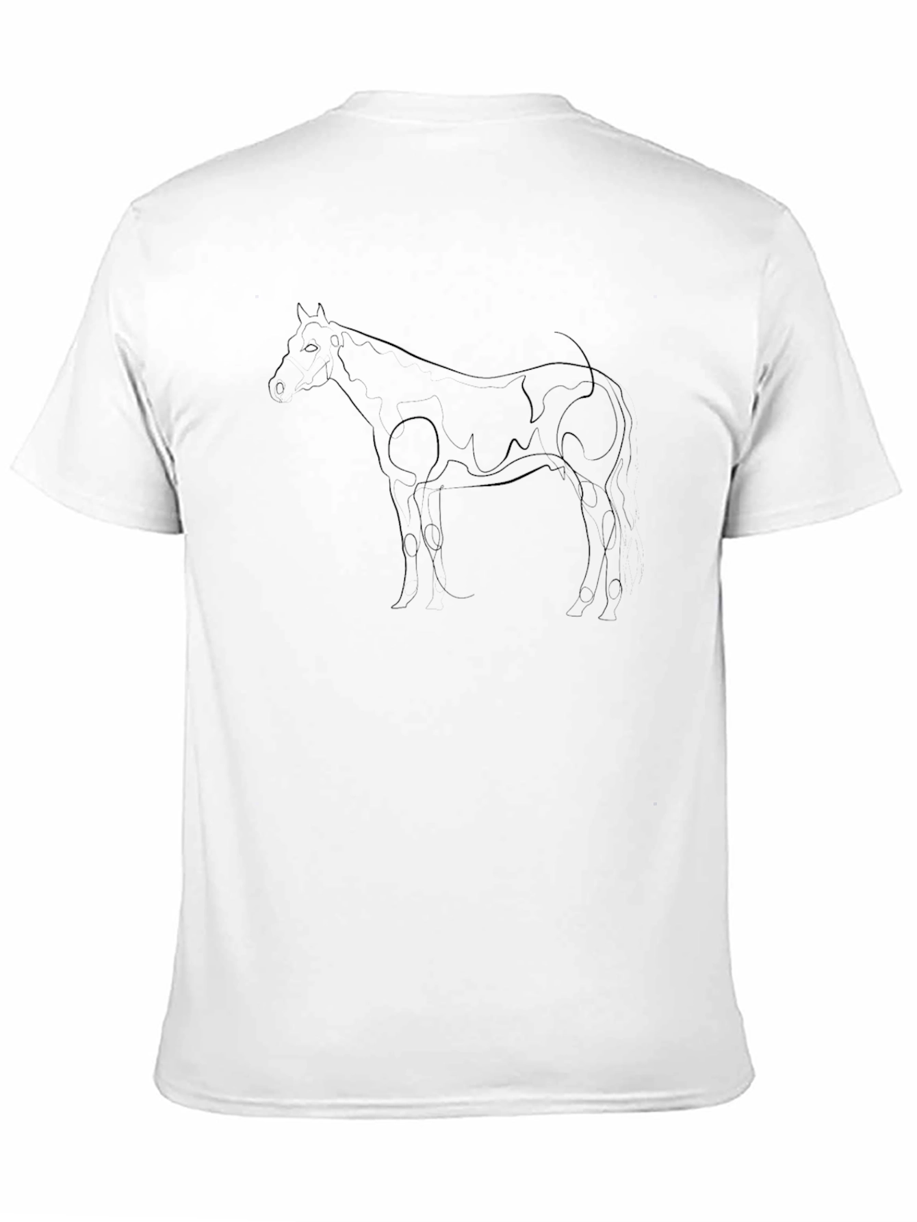 Black Horse Line Art Black Graphic Tee view 11
