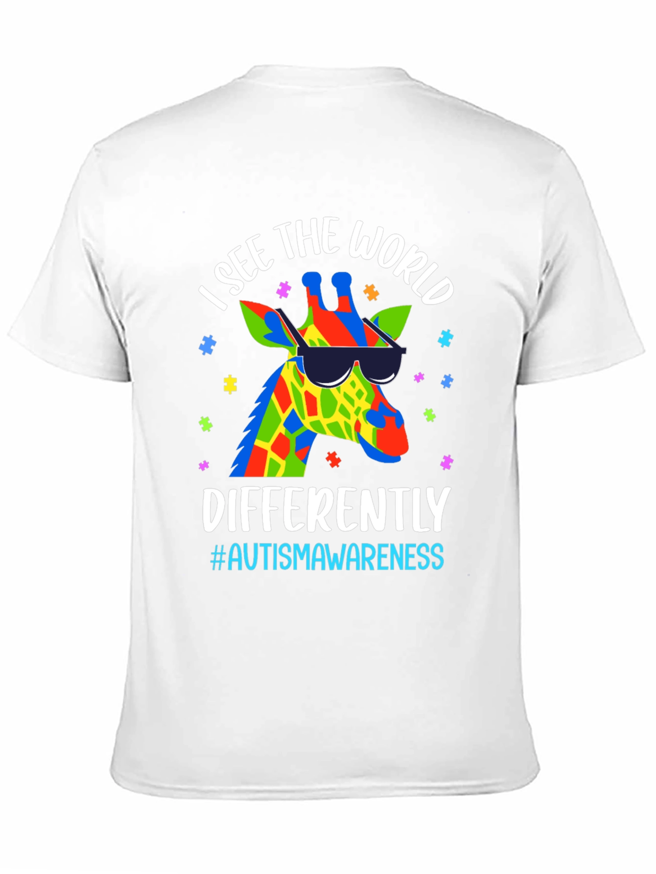 Black Autism Awareness Giraffe T-Shirt  view 11