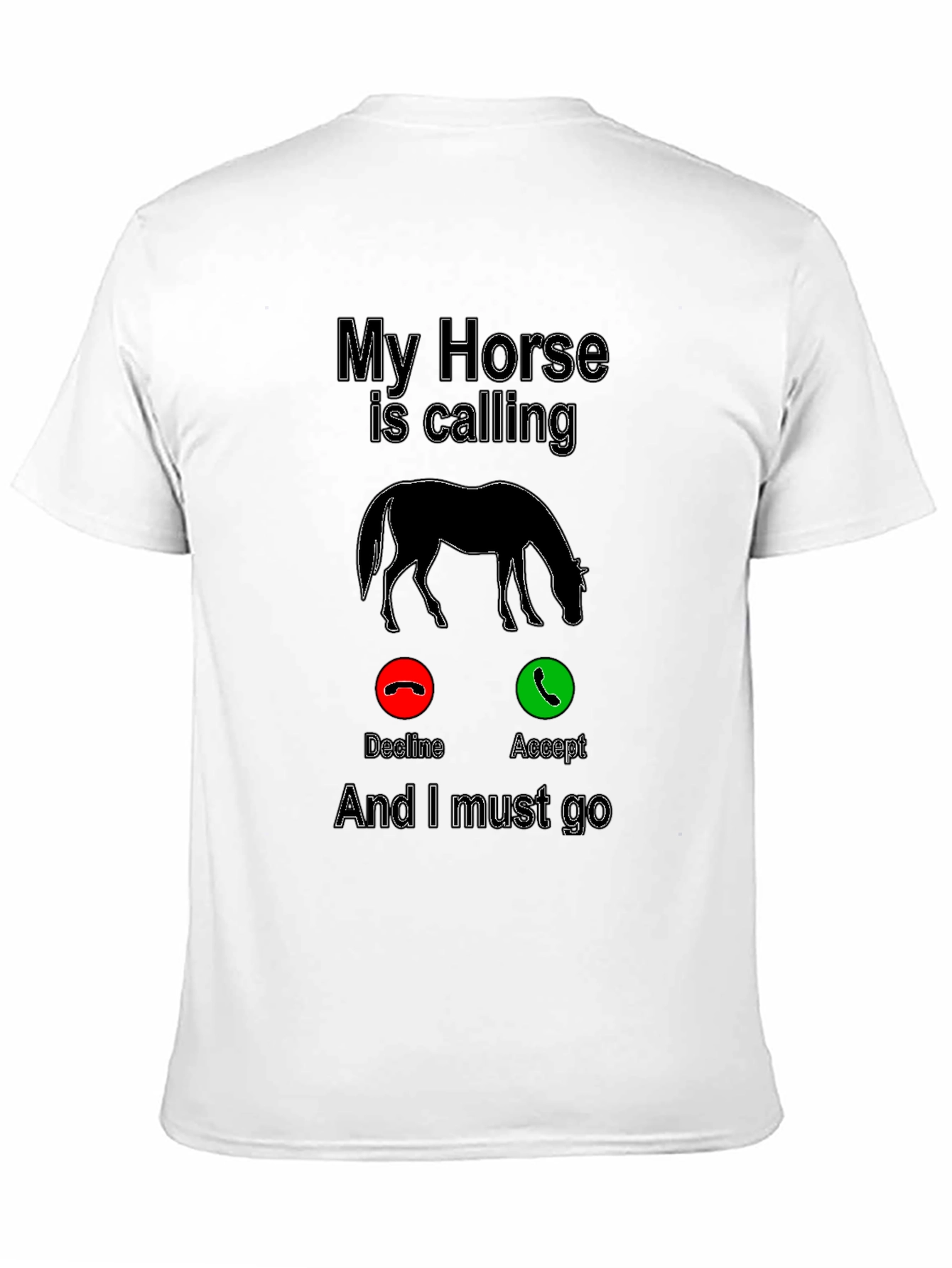 Black My Horse is Calling Funny Graphic T-Shirt view 11