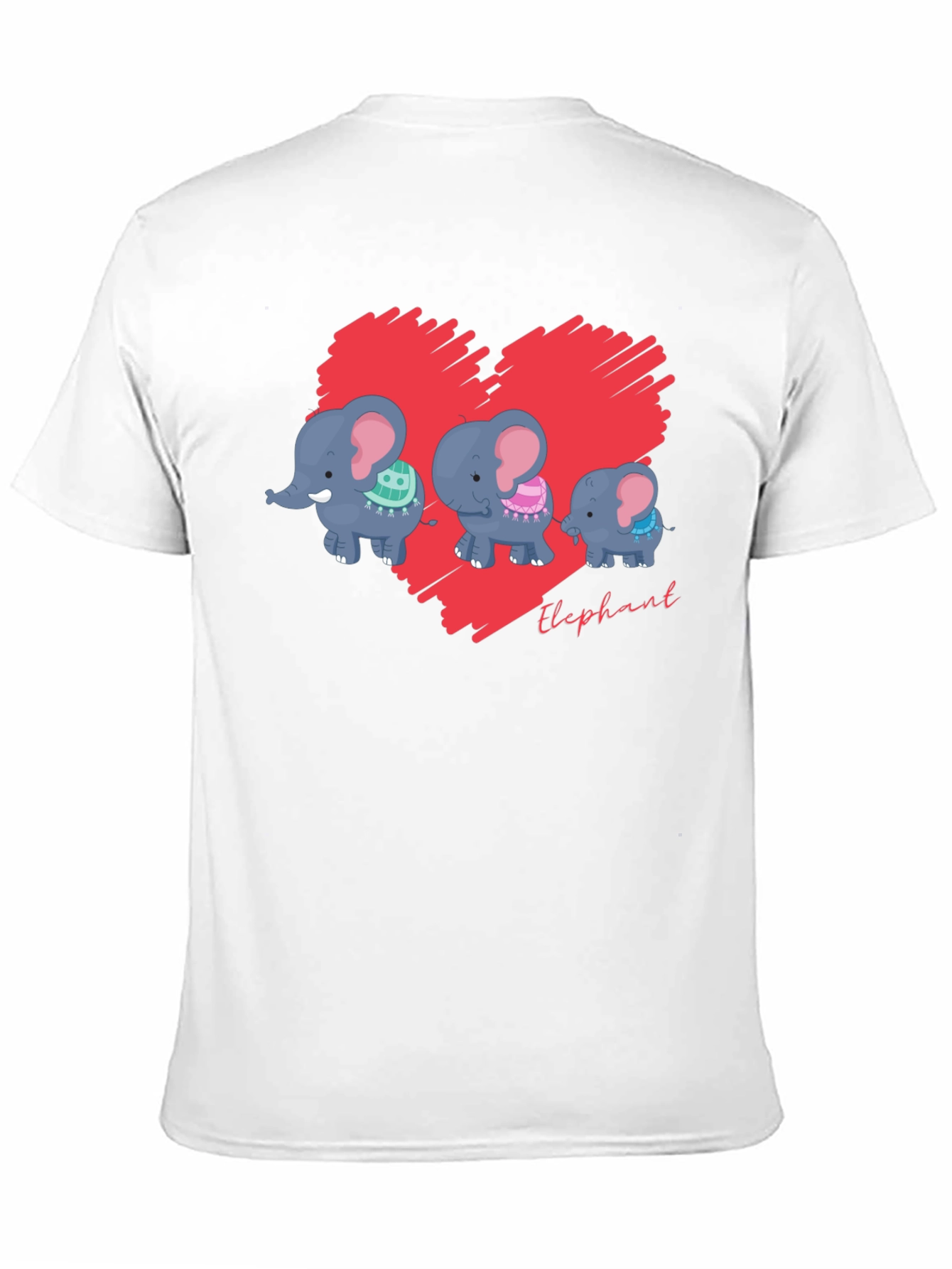 Black Elephant Family Heart Graphic Black T-Shirt view 11