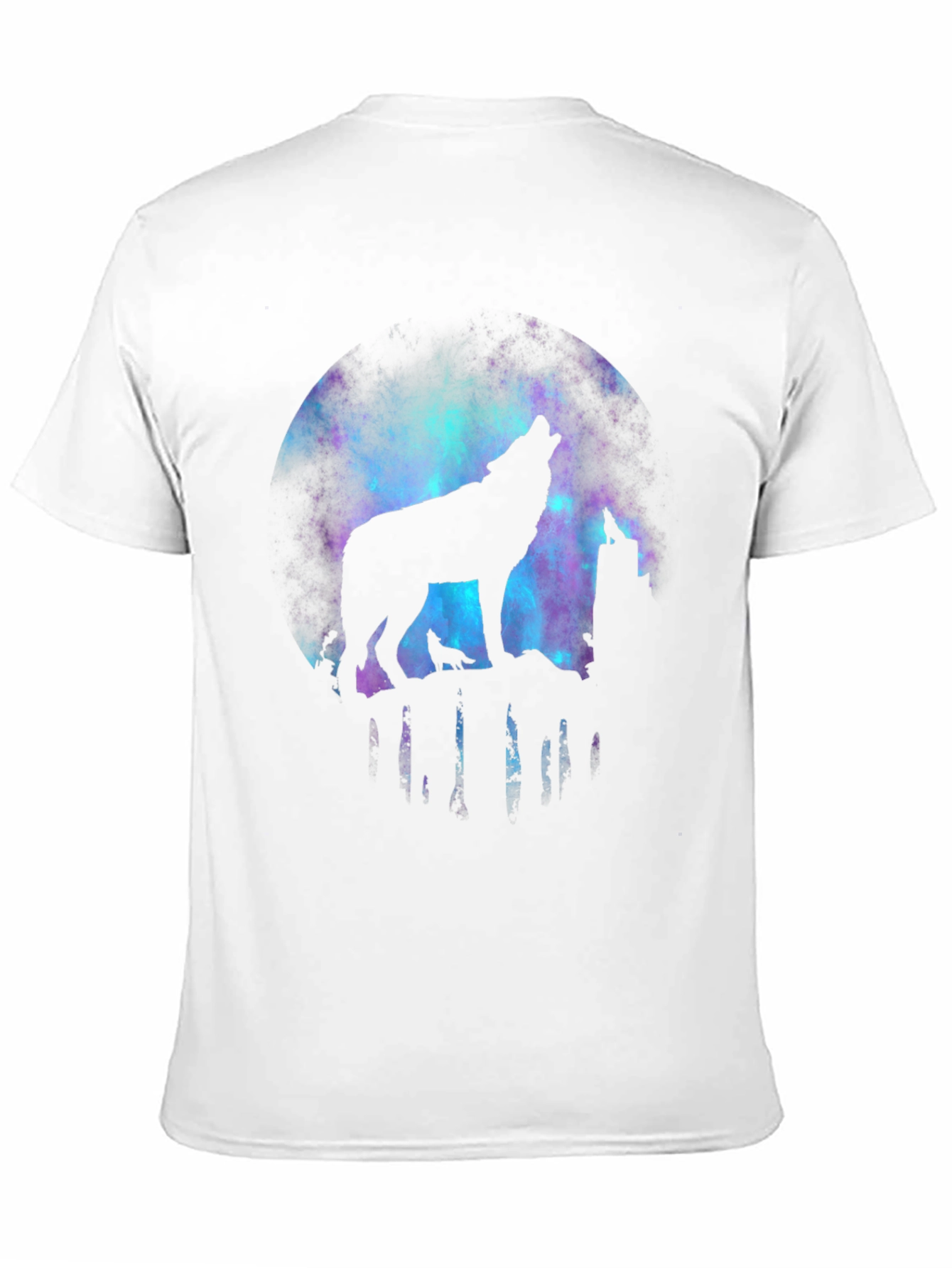 Black Wolf Howling Galaxy Graphic Tee - Black view 11