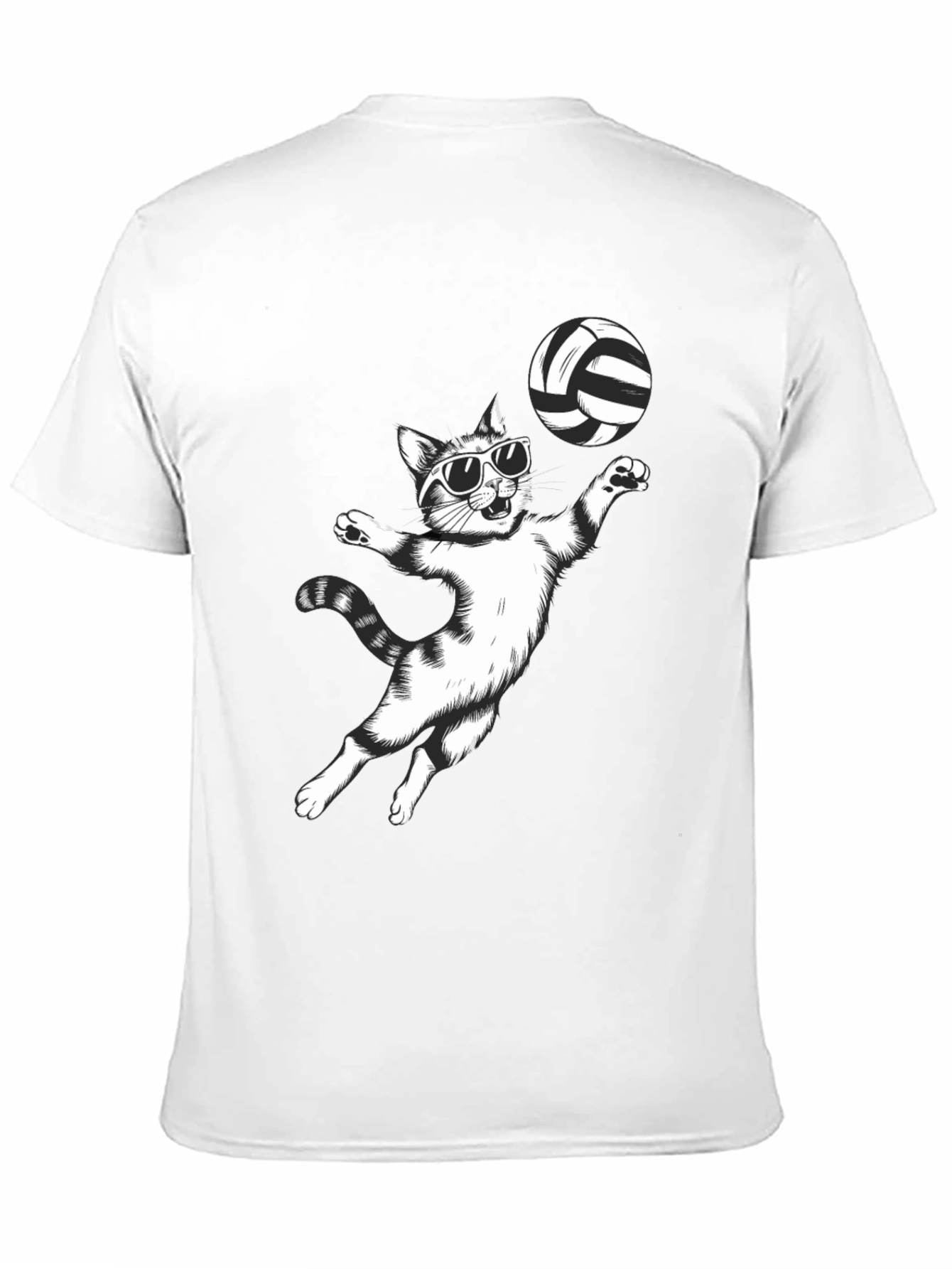 Black Volleyball Cat Graphic Tee - Funny T-Shirt view 11