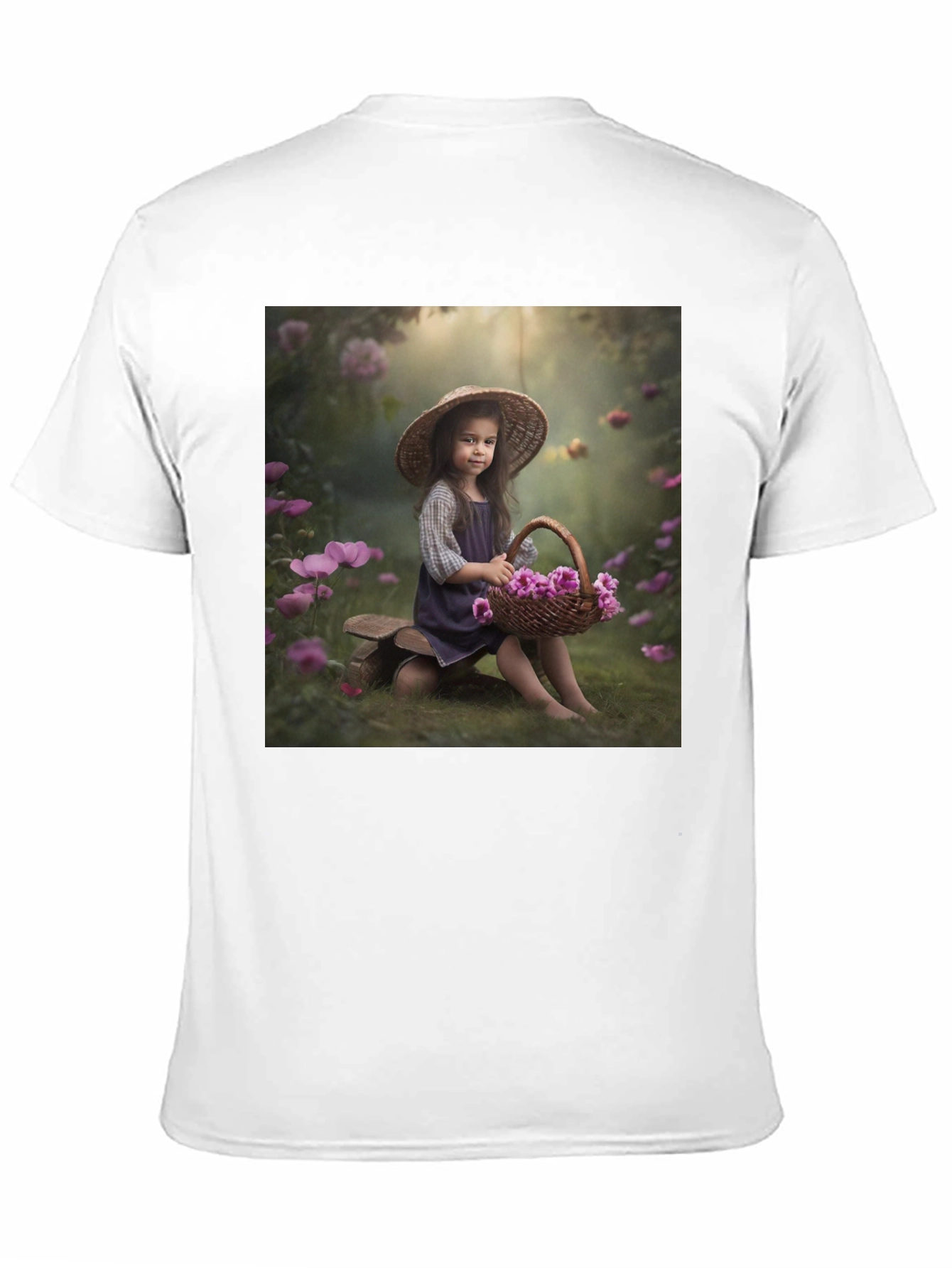 Black Charming Girl with Flowers T-Shirt view 11
