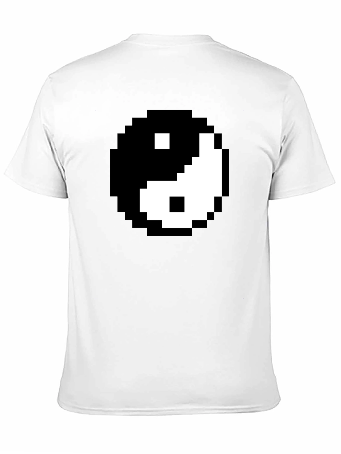 Black Pixel Yin Yang Graphic Tee - Black Cotton Blend Shirt view 11