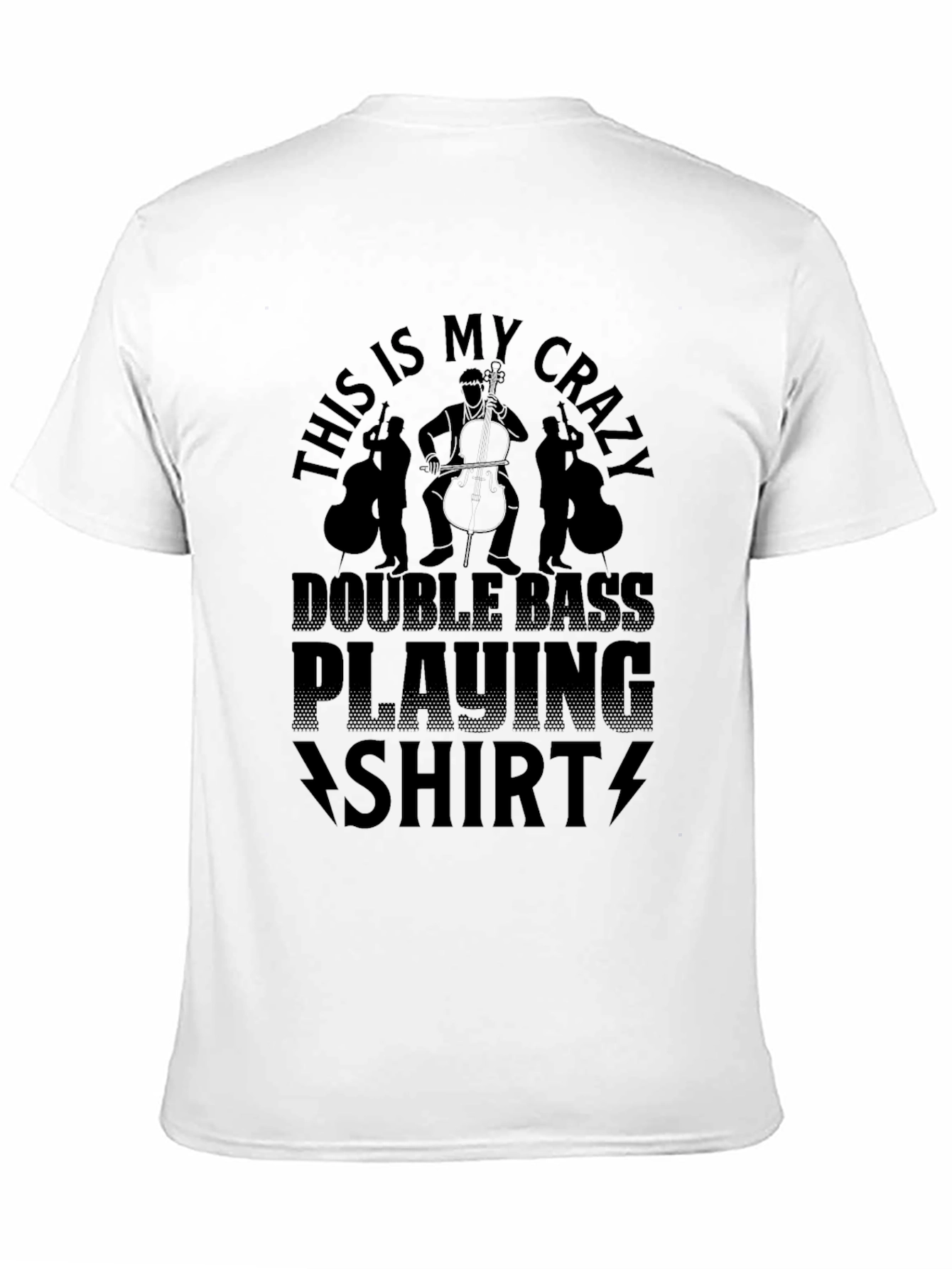 Black Crazy Double Bass Playing Shirt - Musician Tee view 11