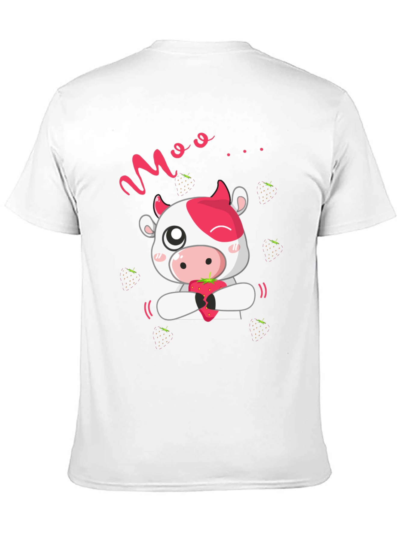 Black Moo Strawberry Cow Black T-Shirt view 11