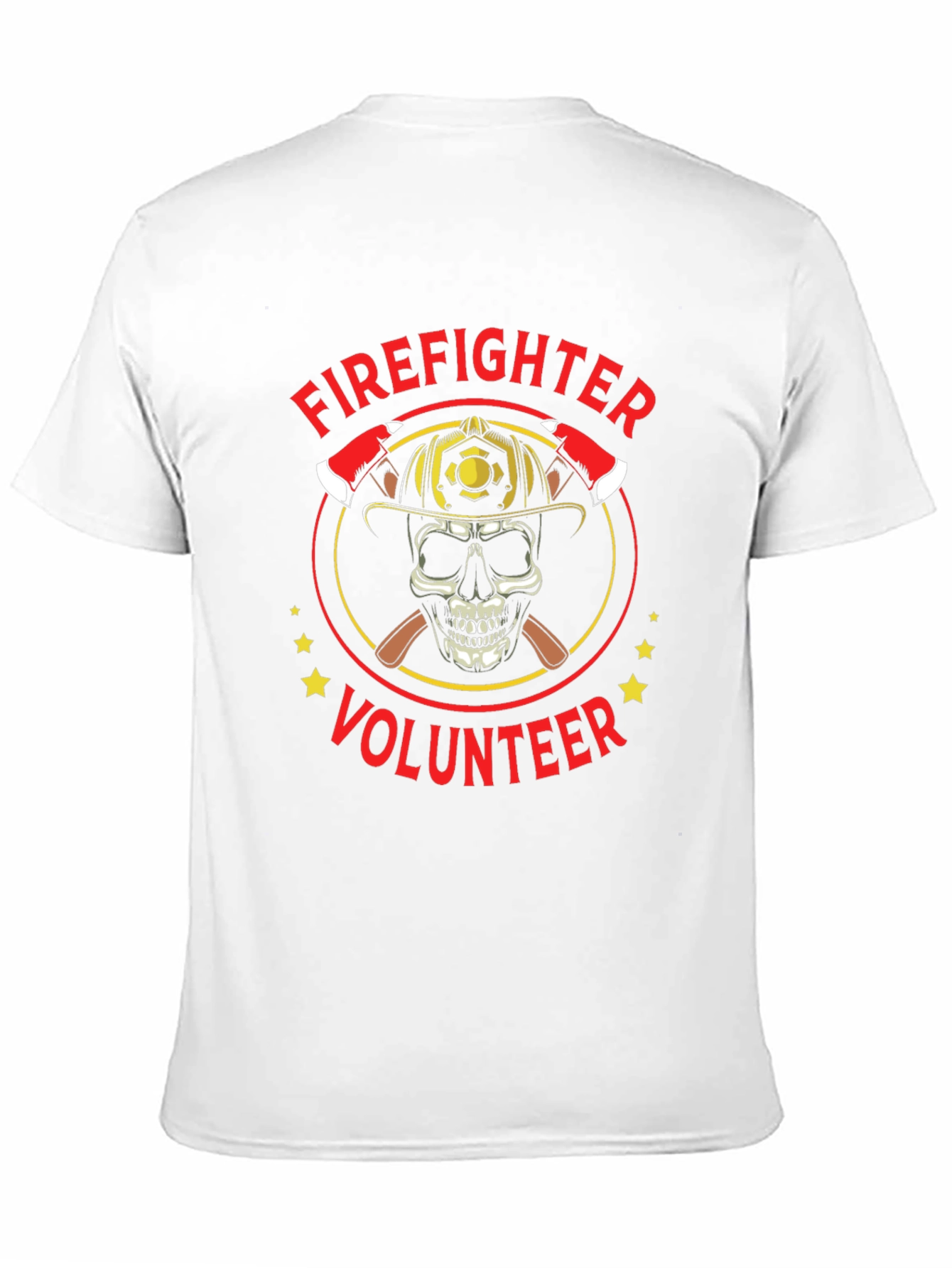 Black Firefighter Volunteer Skull Graphic Tee - Black Cotton Shirt view 11