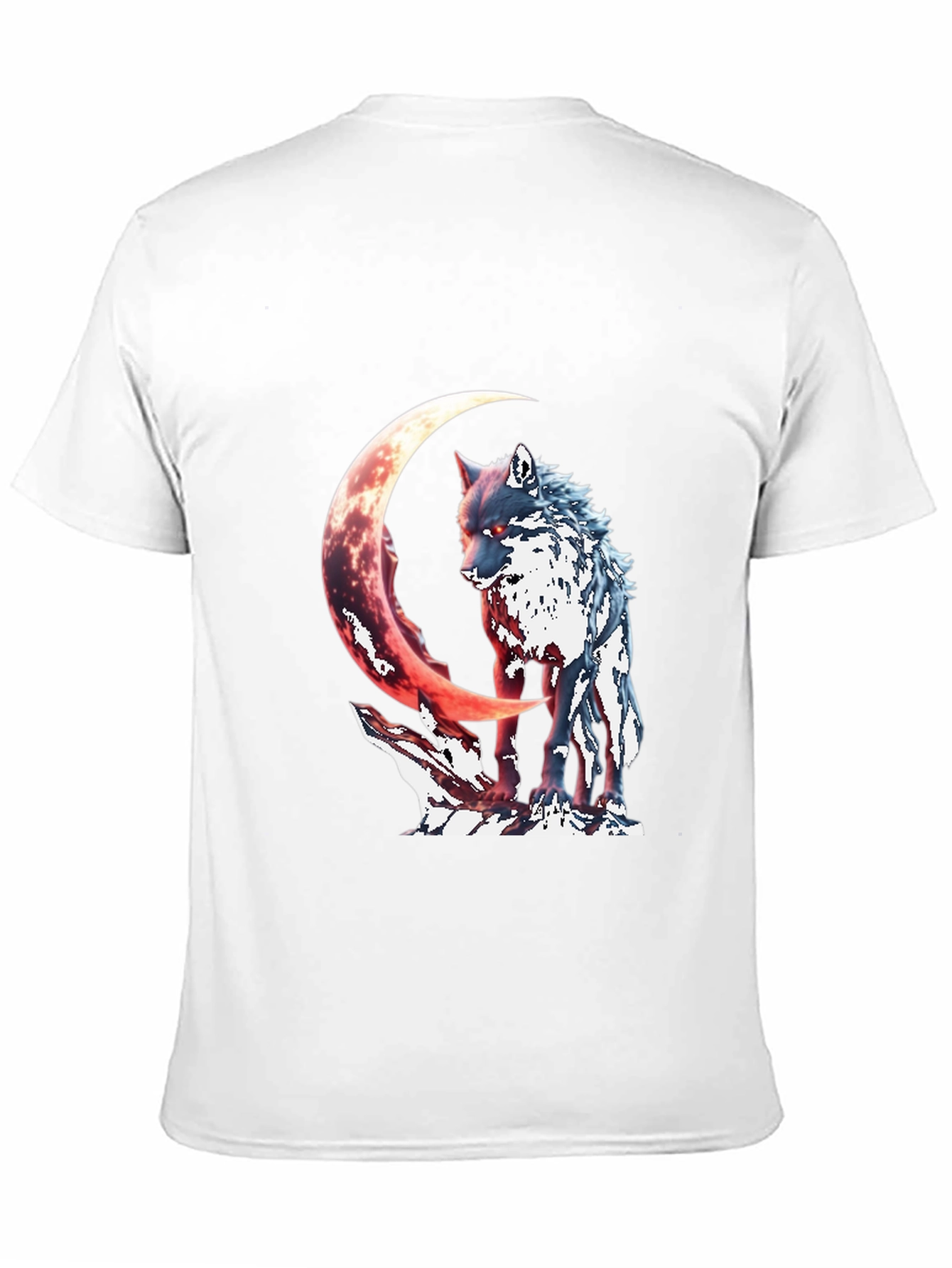 Black Wolf & Crescent Moon Graphic T-Shirt view 11