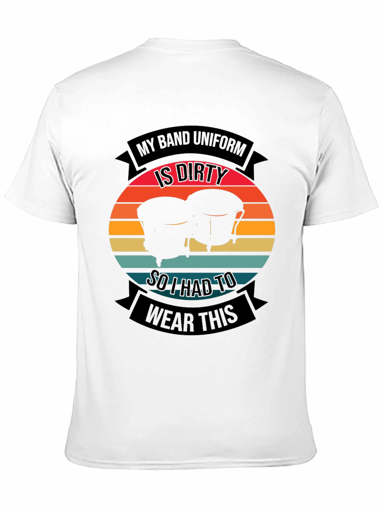 Black Band Uniform Dirty Bongo Drums T-Shirt view 11