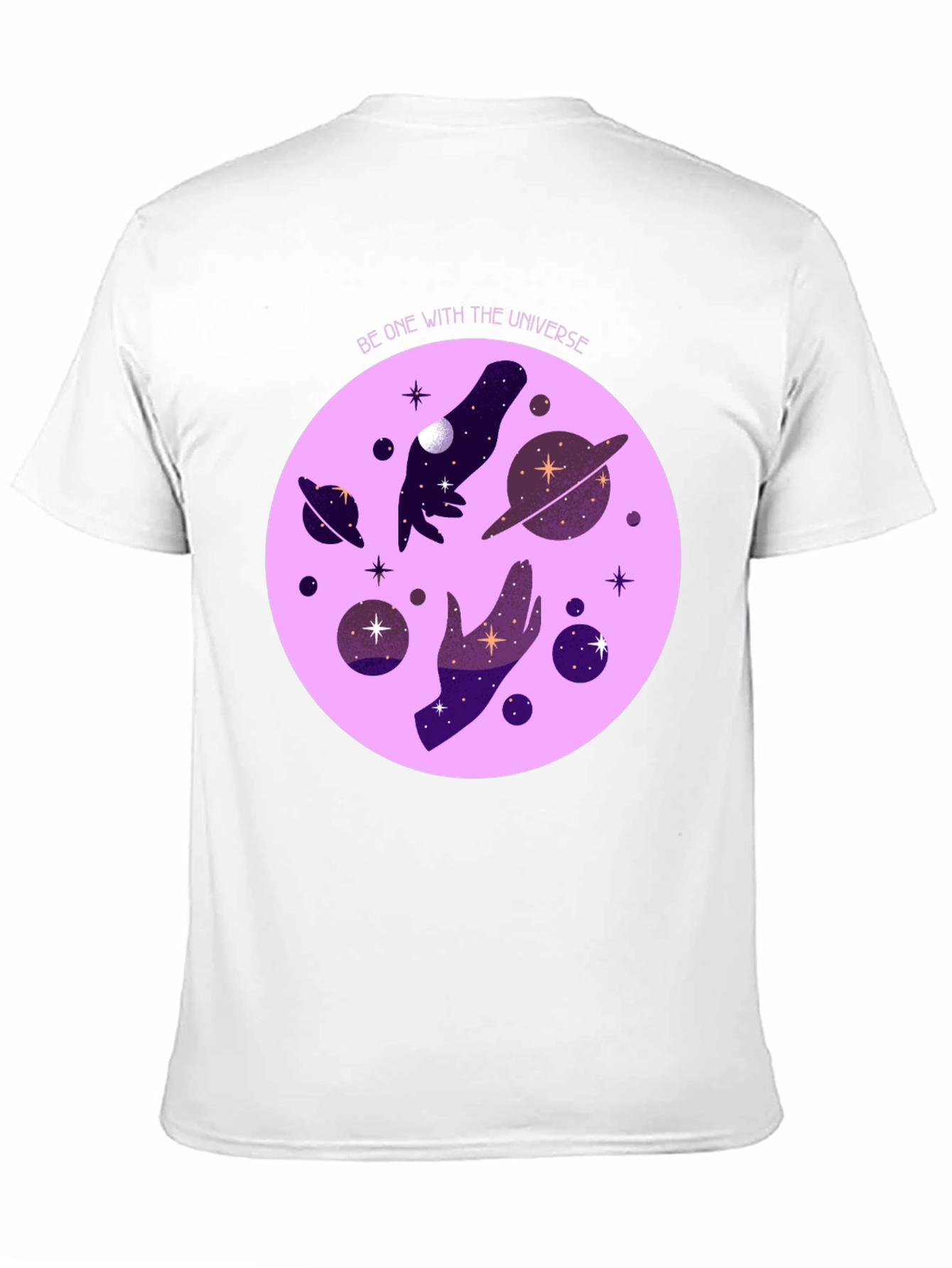 Black Cosmic Universe Graphic T-Shirt - Celestial Hands Design view 11