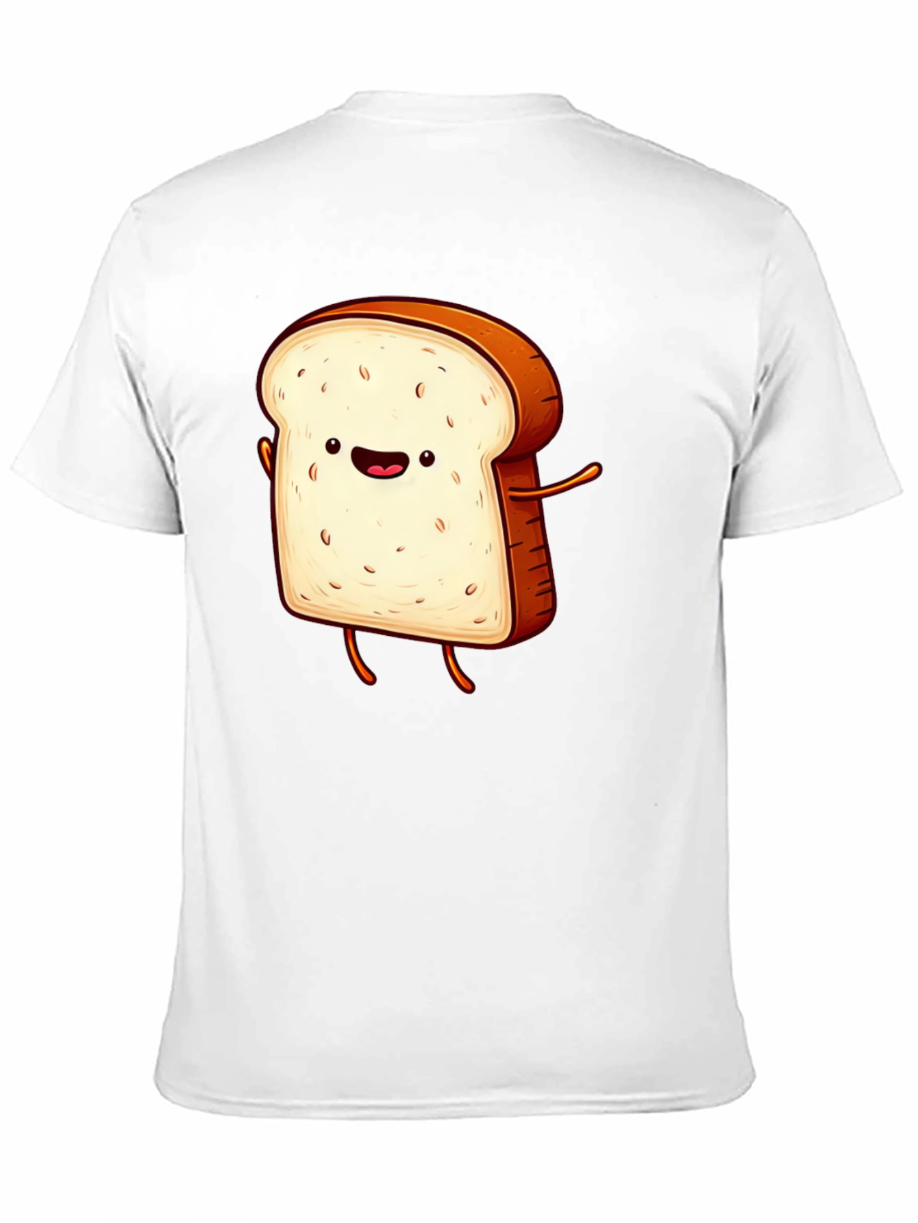 Black Funny Cartoon Toast Graphic Tee - Black T-Shirt view 11