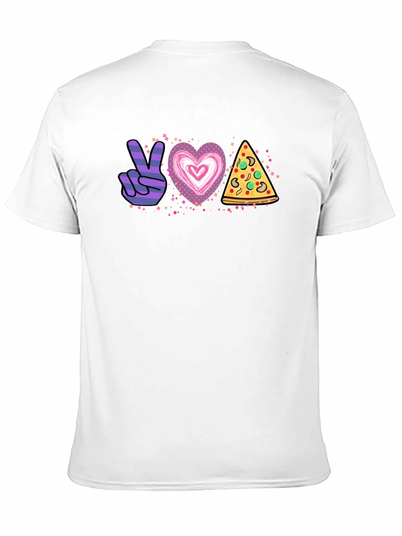 Black Peace Love Pizza Graphic T-Shirt - Unisex view 11