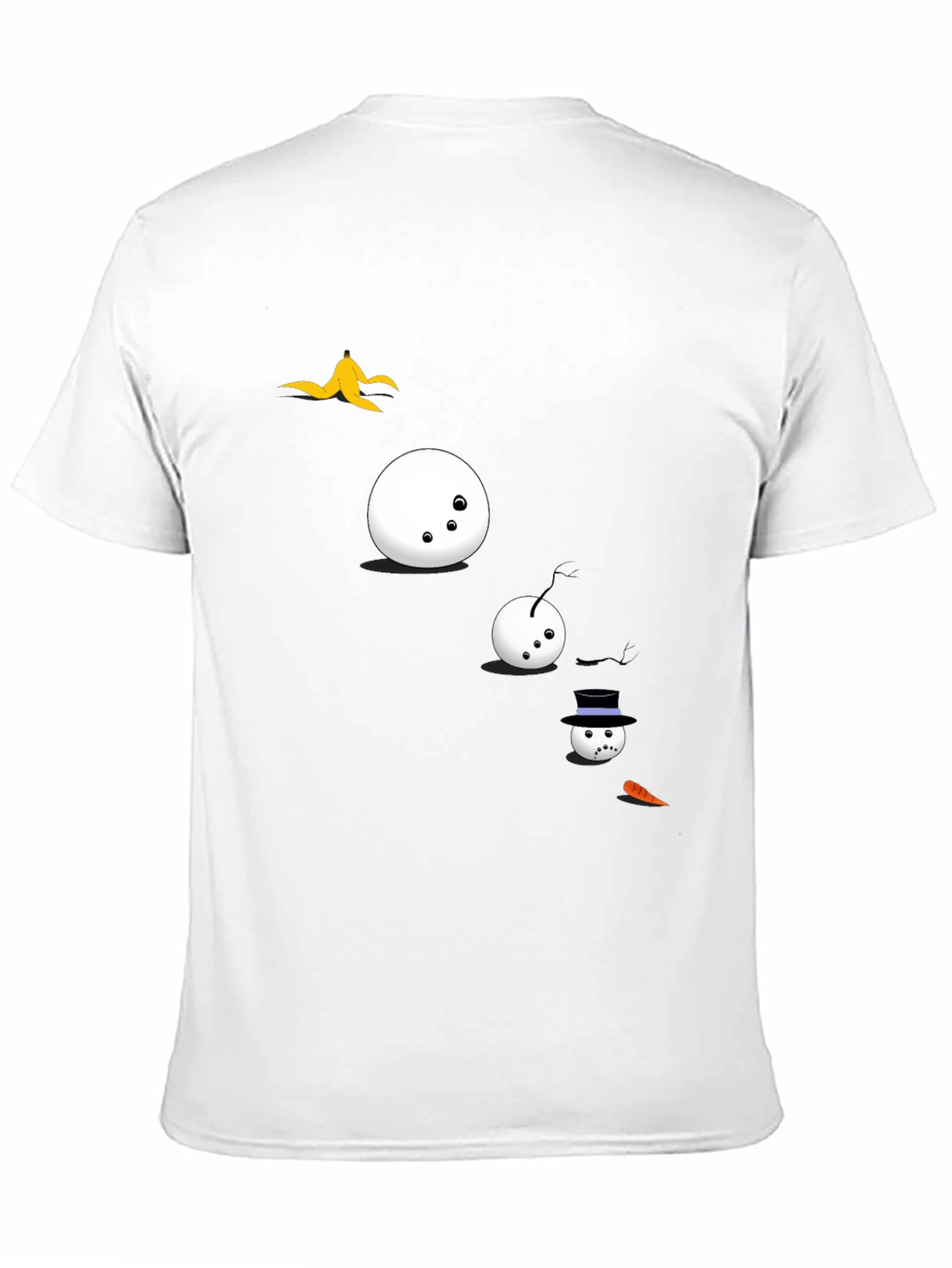 Black Funny Snowman T-Shirt - Black Cotton Tee view 11