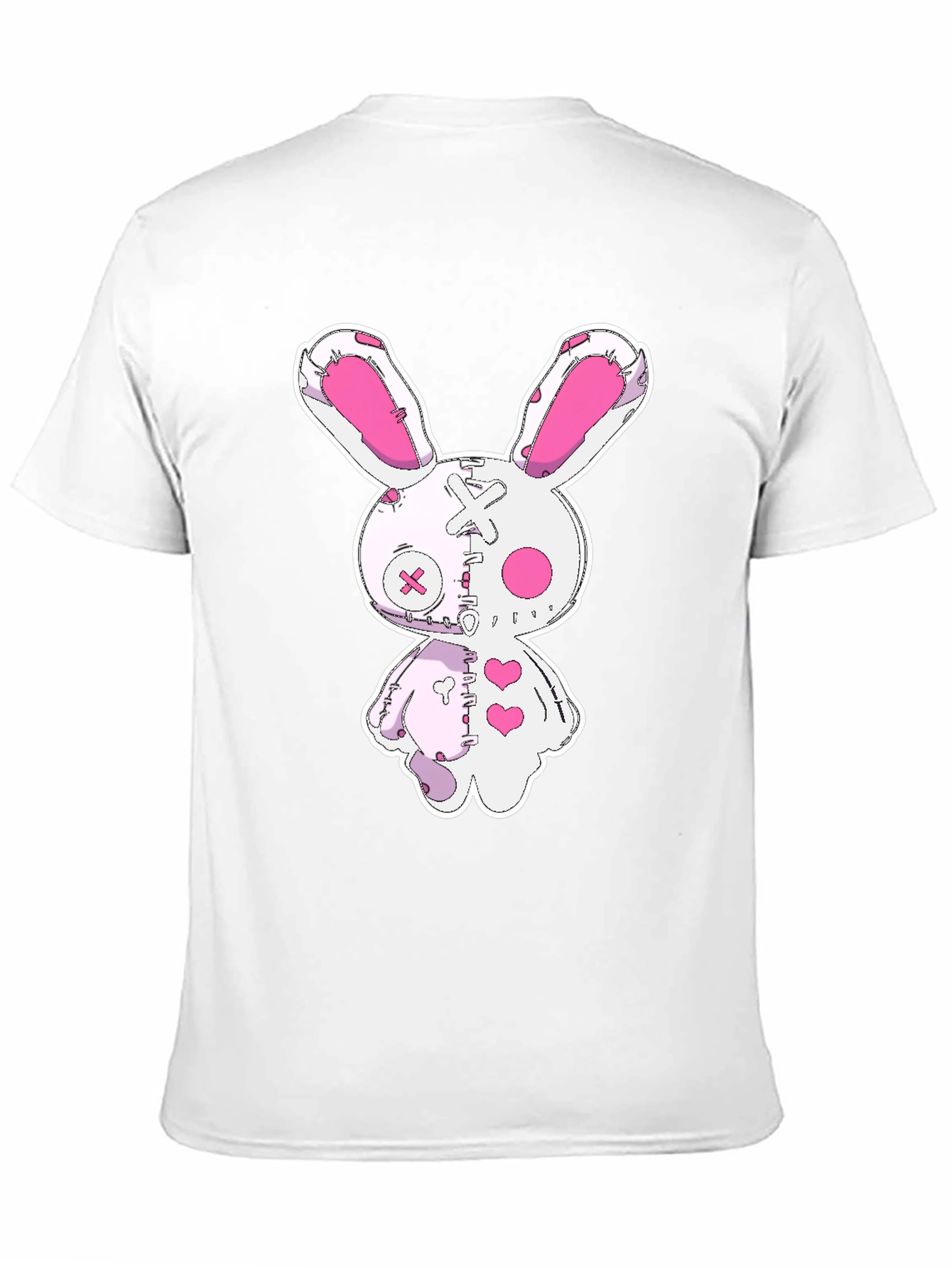 Black Creepy Cute Bunny Graphic Tee - Black Cotton view 11