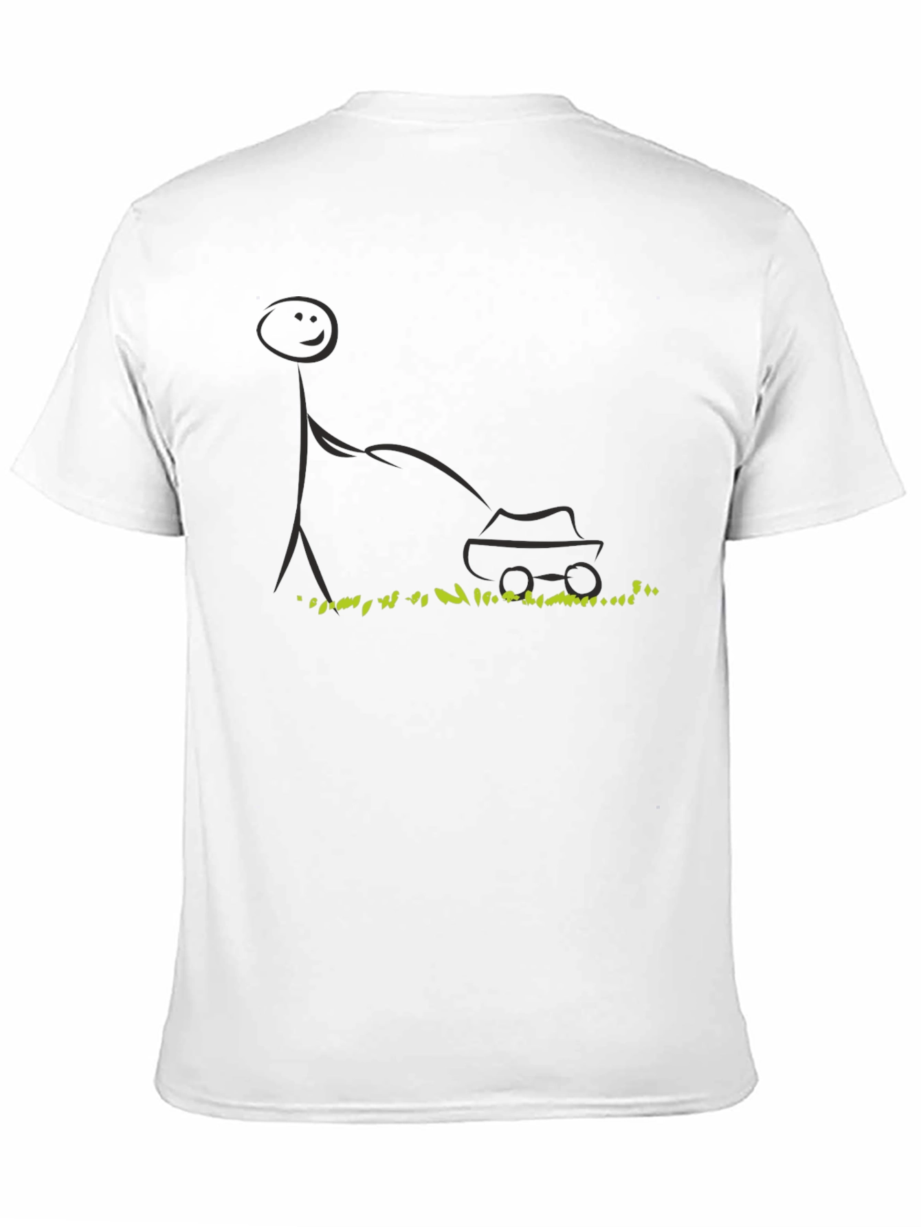 Black Stick Figure Lawn Mower T-Shirt - Black view 11