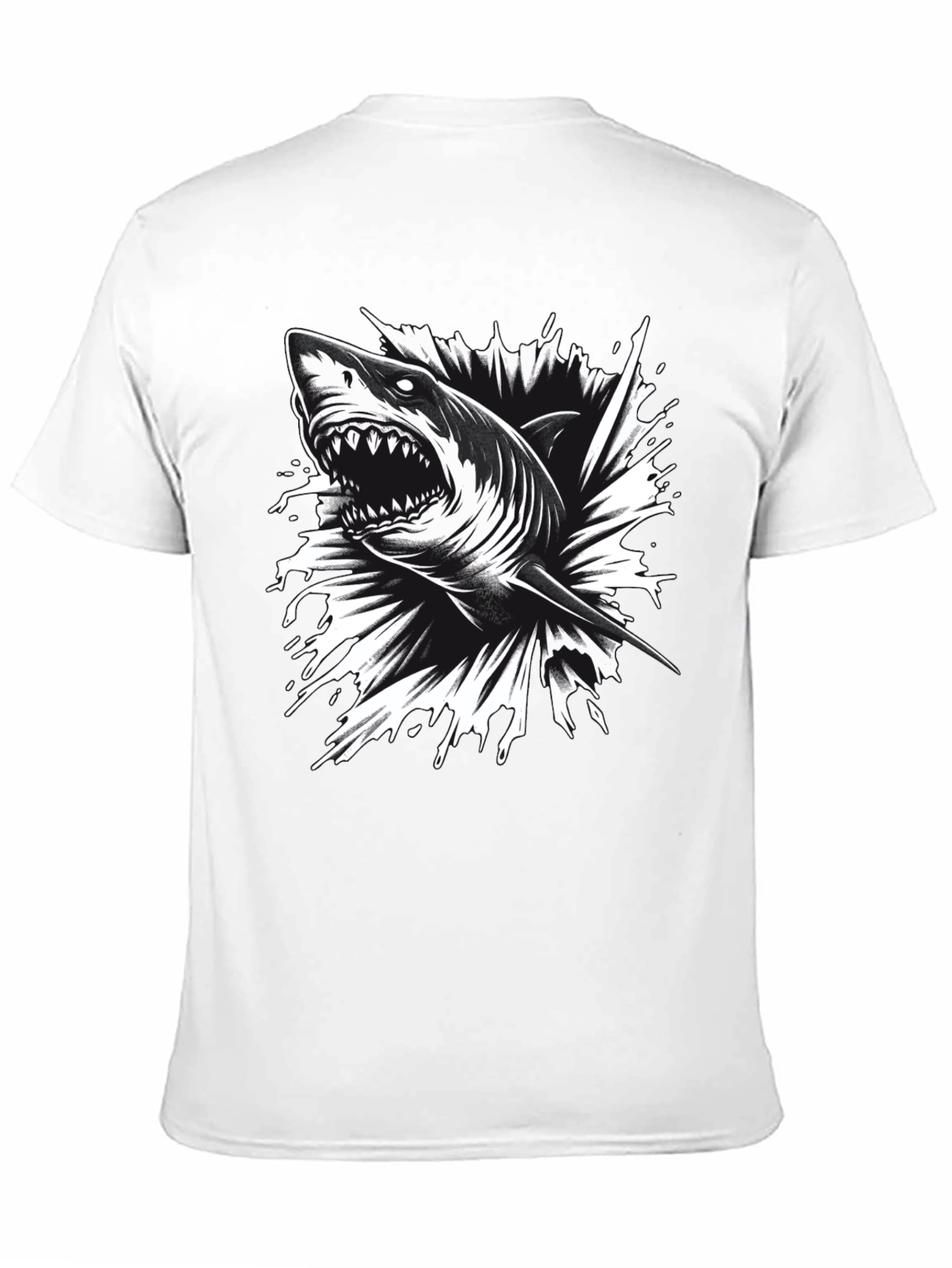 Black Men's Black Shark Graphic Tee - Bold & Edgy! view 11