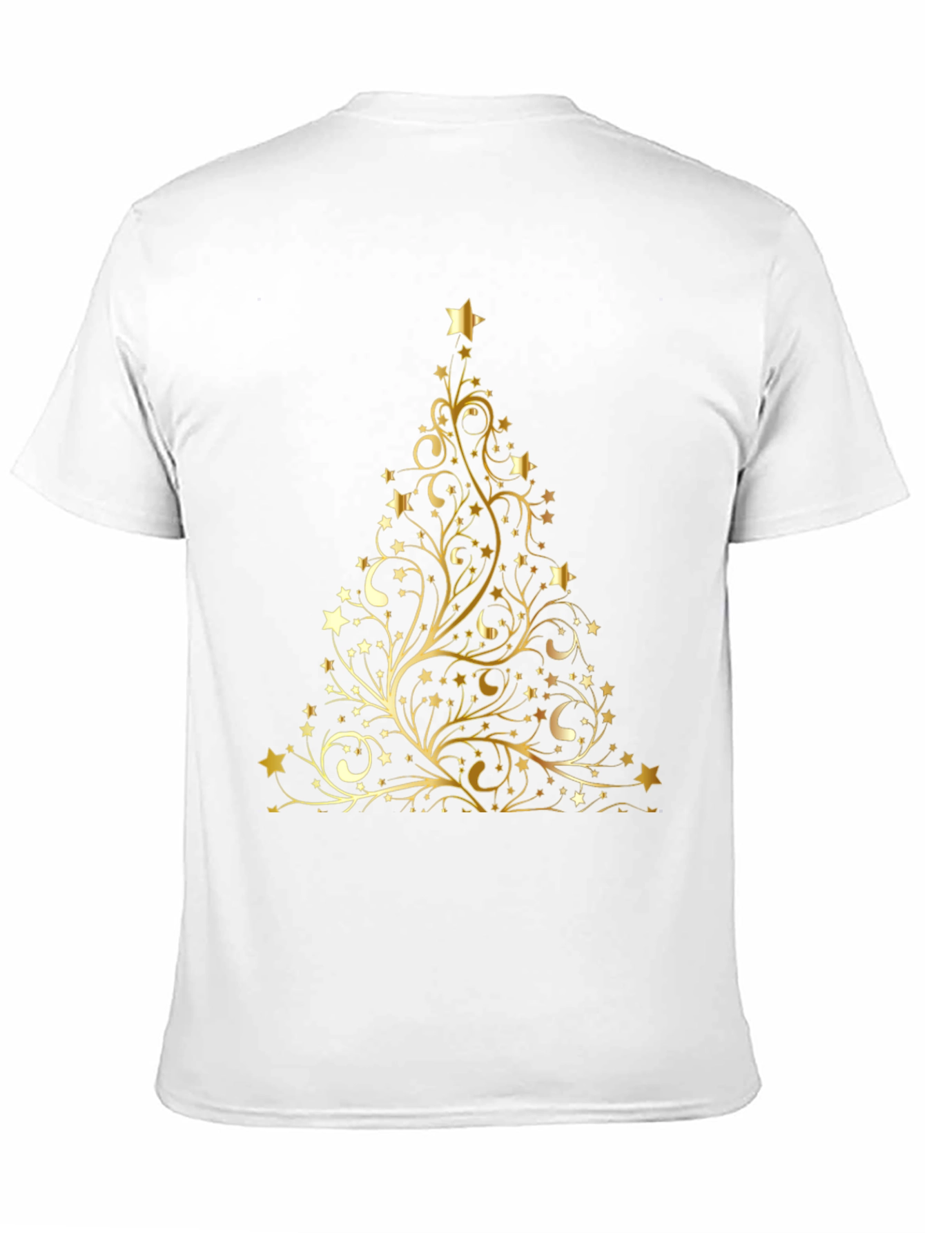 Black Festive Gold Christmas Tree Black T-Shirt view 11