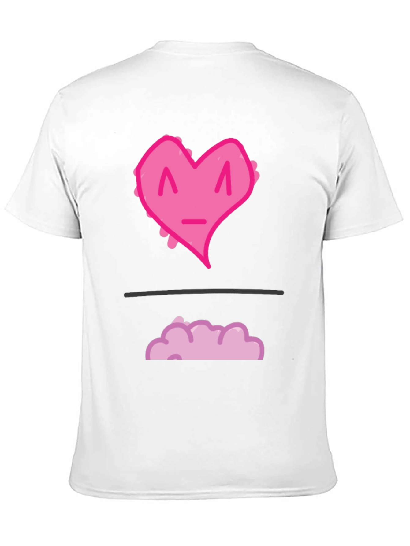 Black Funny Pink Heart Graphic T-Shirt - Black Casual Tee view 11