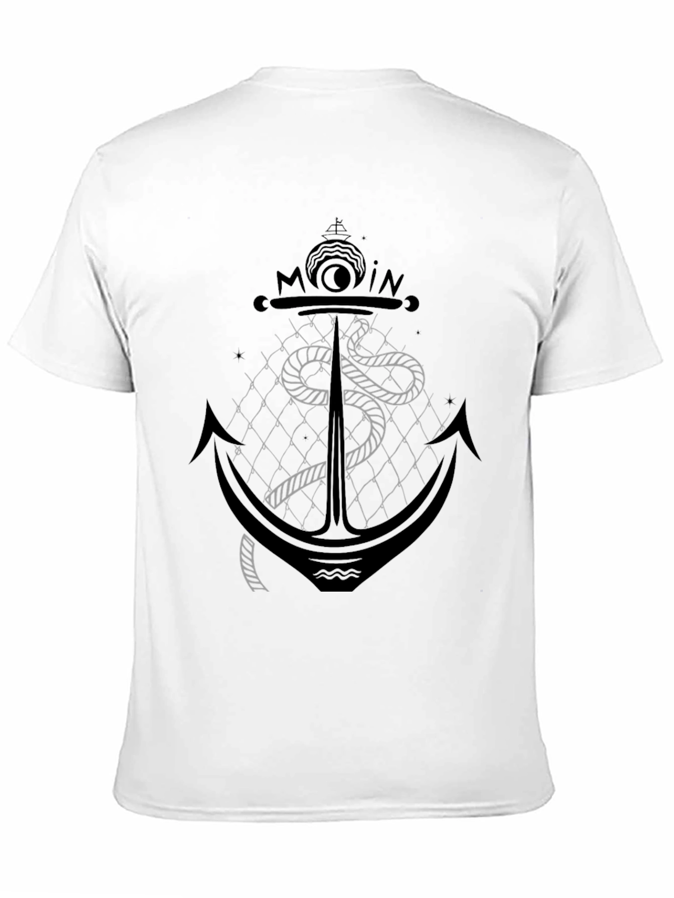 Black Anchor & Snake Graphic Tee - Black Cotton T-Shirt view 11
