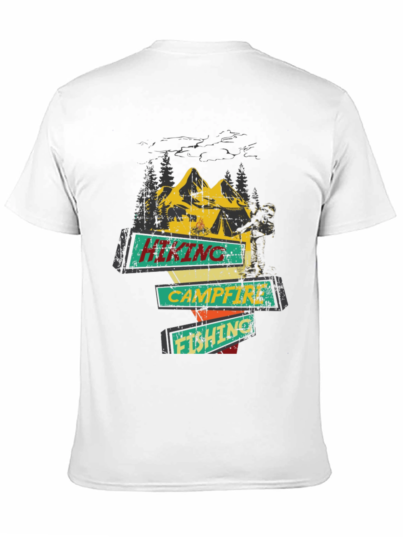 Black Hiking Campfire Fishing Graphic Tee view 11