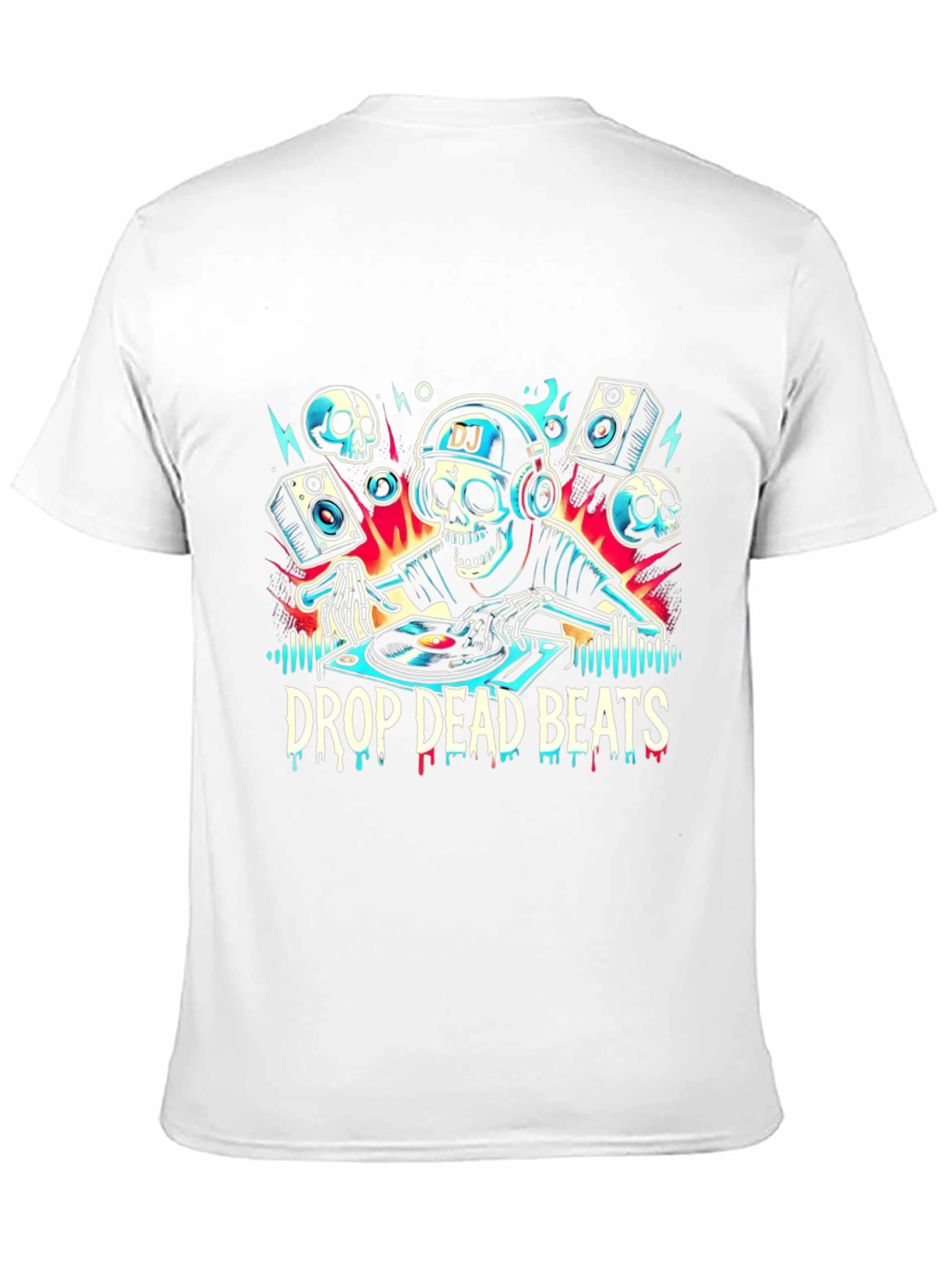 Black Drop Dead Beats DJ Skeleton T-Shirt view 11