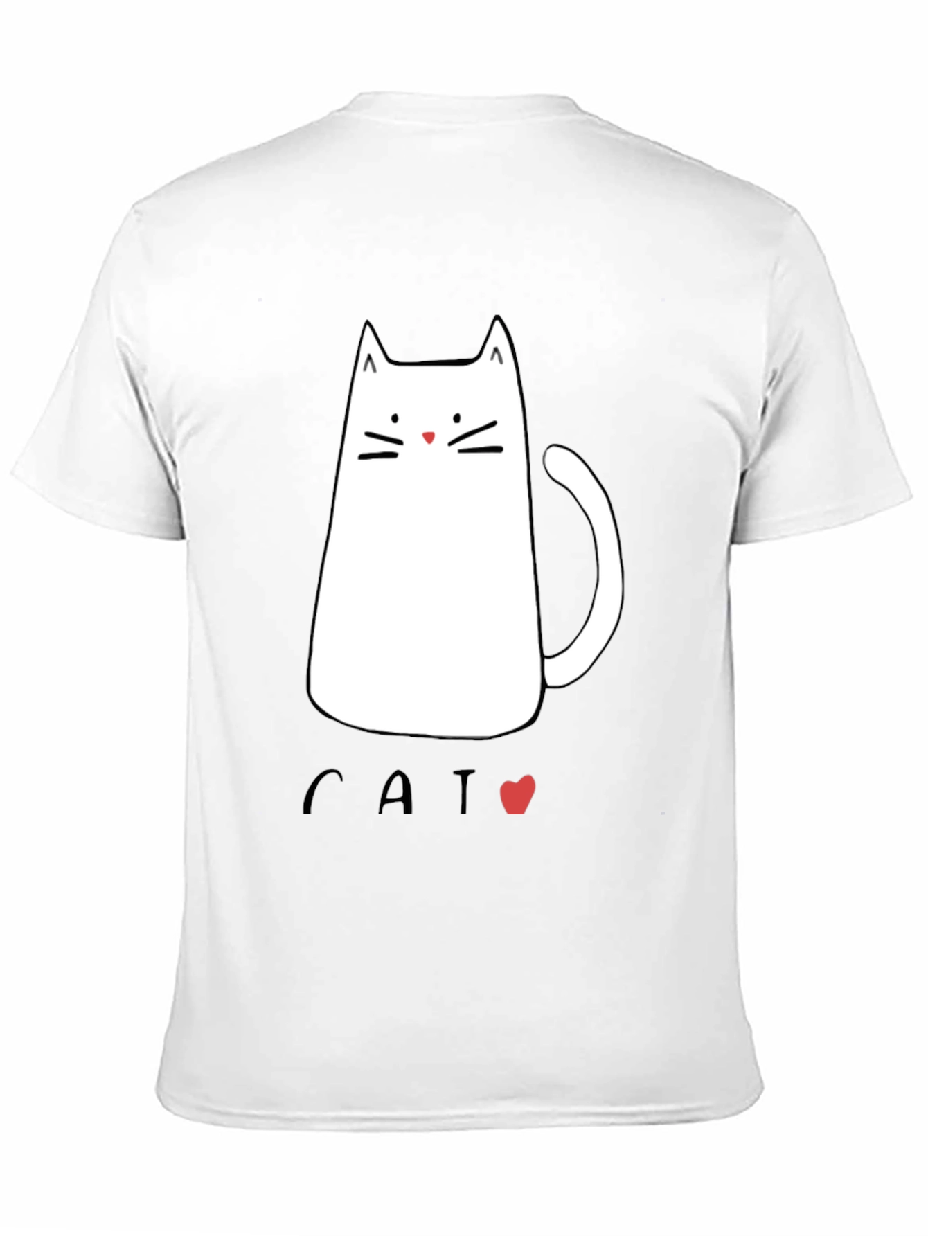Black Men's Black T-Shirt with Cat Graphic view 11