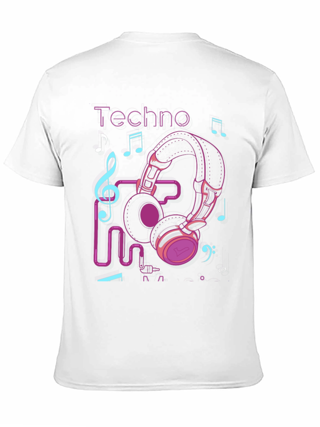 Black Techno Music Headphone Graphic T-Shirt view 11